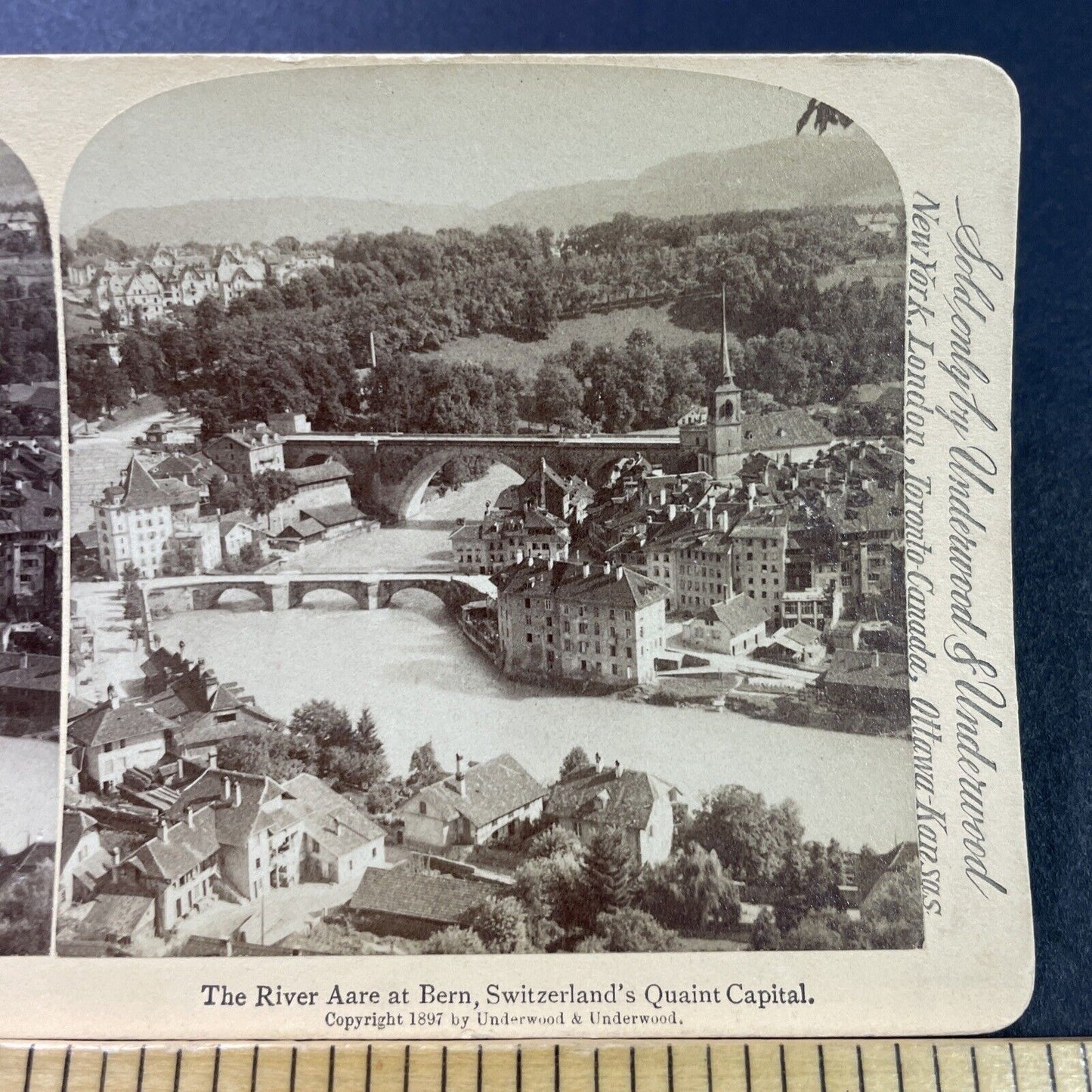 Antique 1897 Bern Switzerland City View Stereoview Photo Card P3898