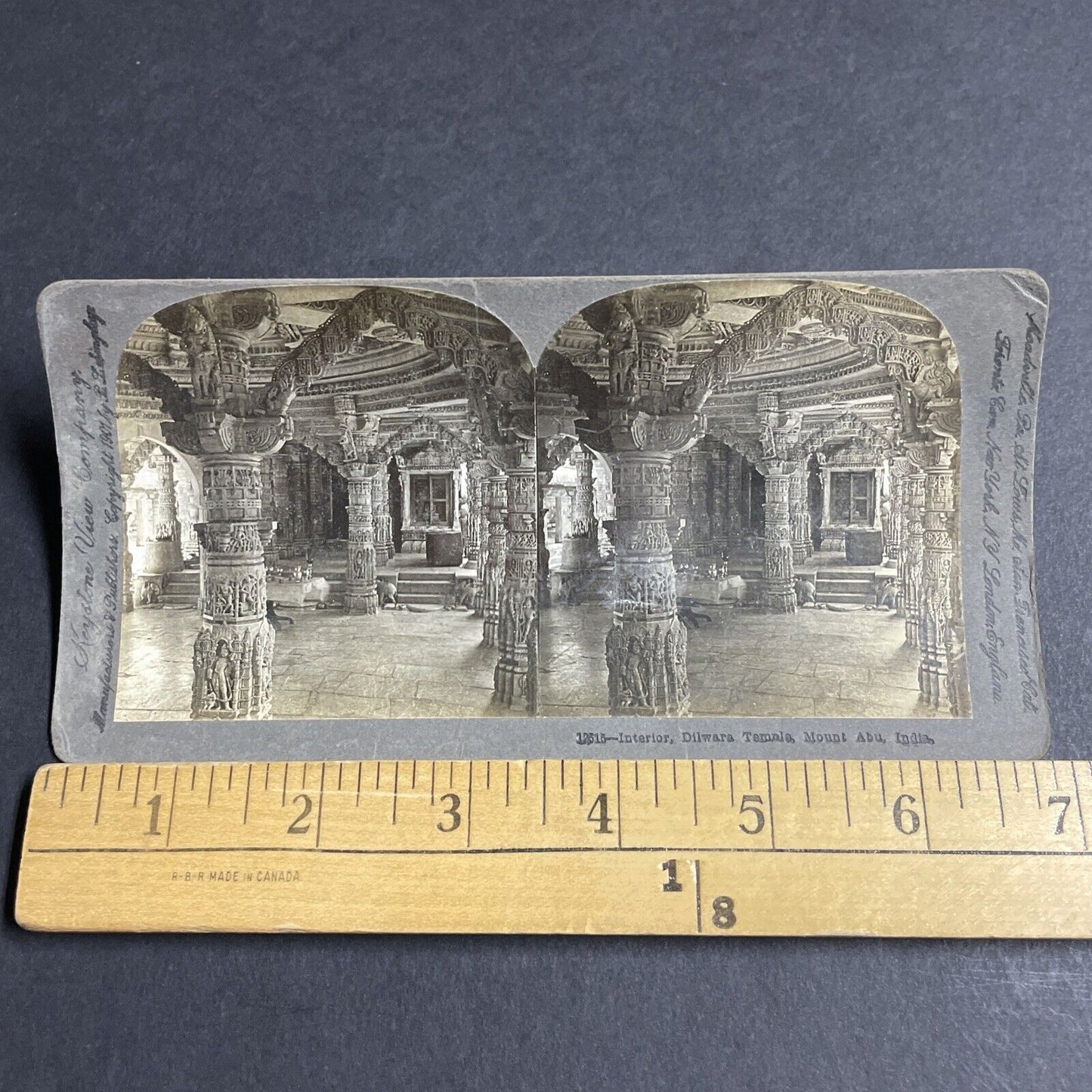 Antique 1901 Dilwara Temple Mount Abu India Stereoview Photo Card P4579