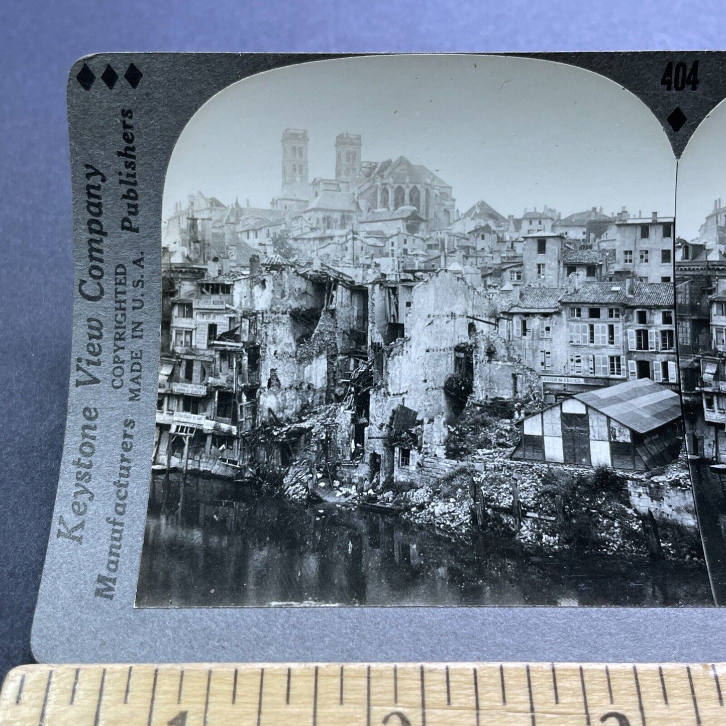 Antique 1920s Bombed Out Buildings Verdun France Stereoview Photo Card V2941