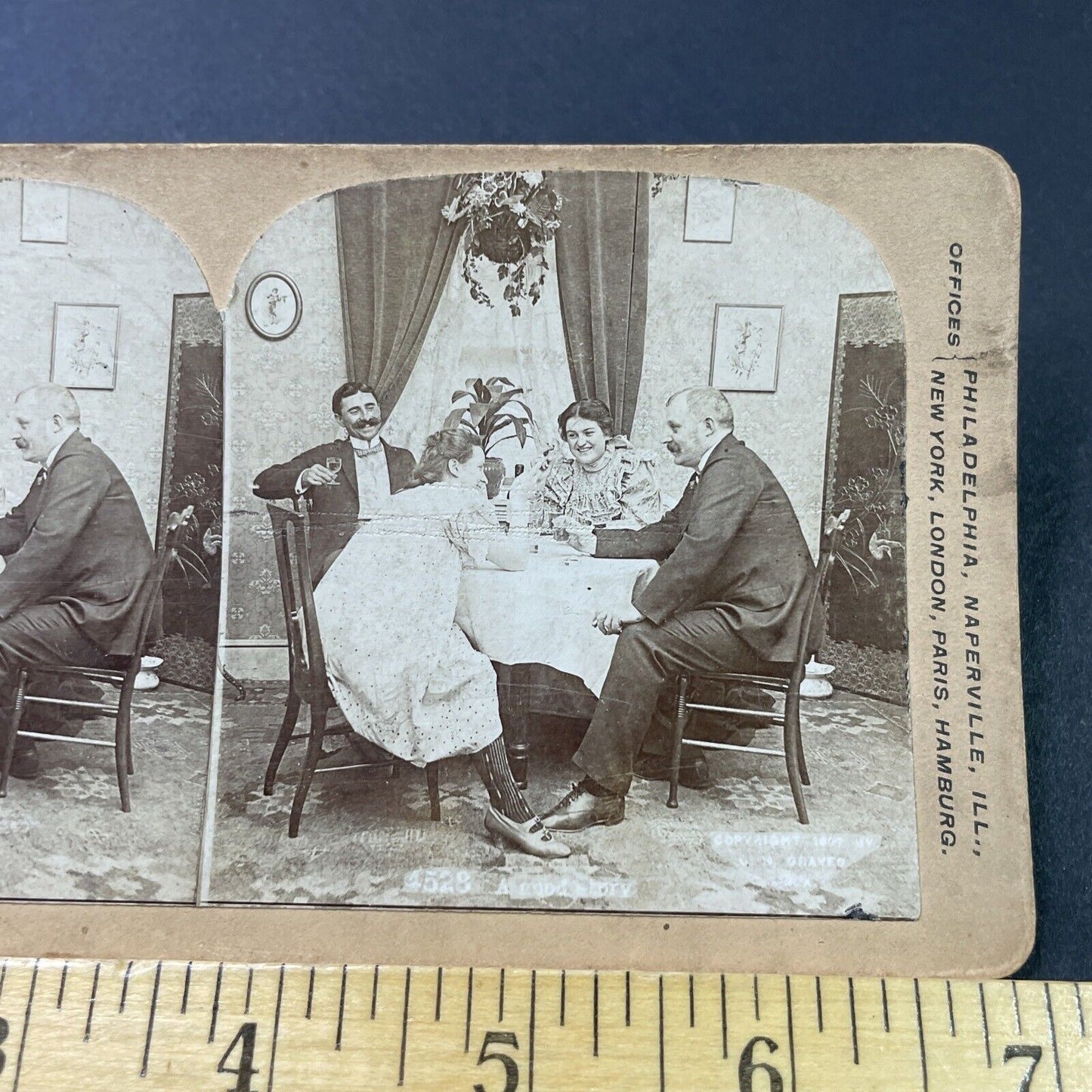 Antique 1897 Woman Tells A Funny Story Stereoview Photo Card P2934