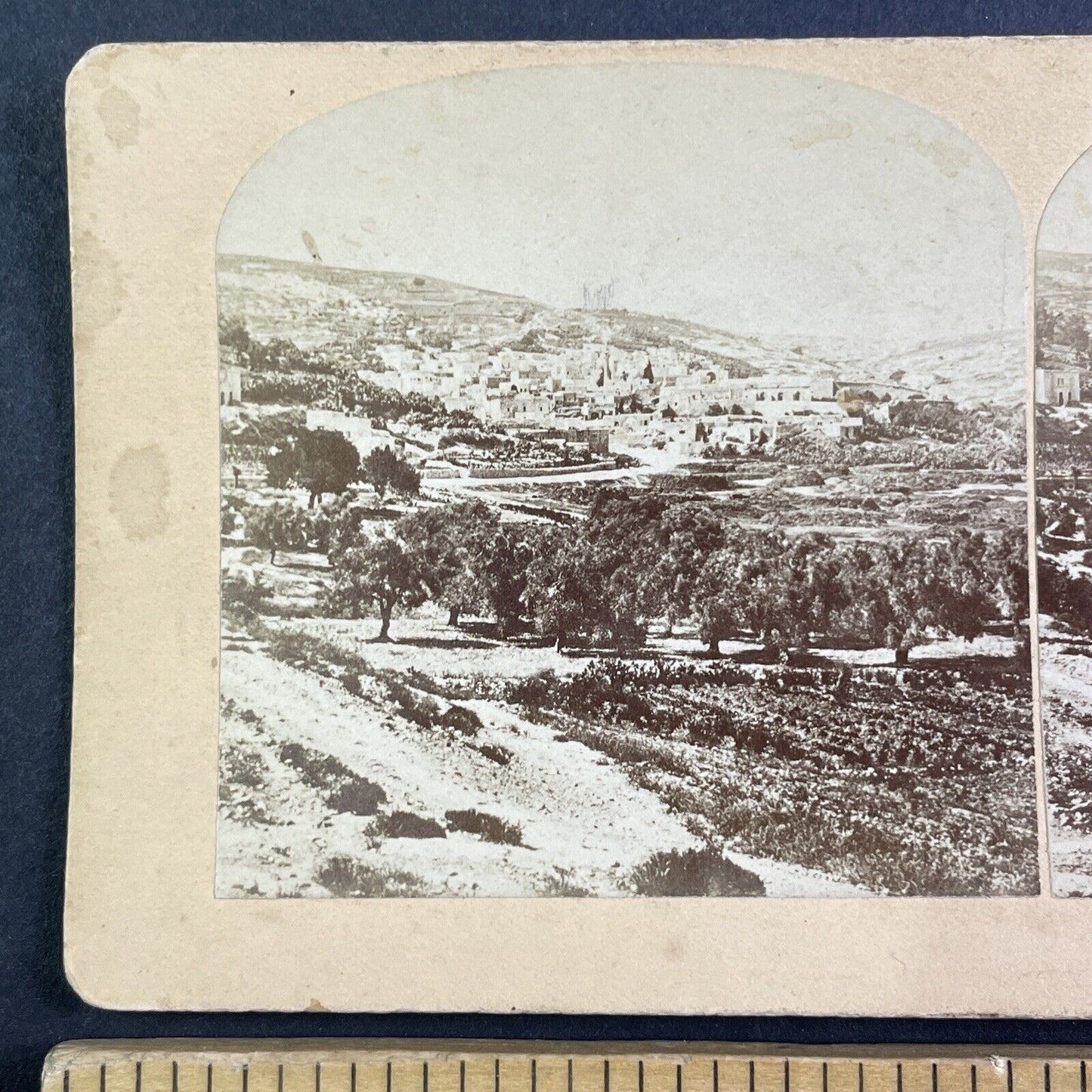 Nazareth Israel Palestine City View Stereoview BW Kilburn Antique c1880s X4160