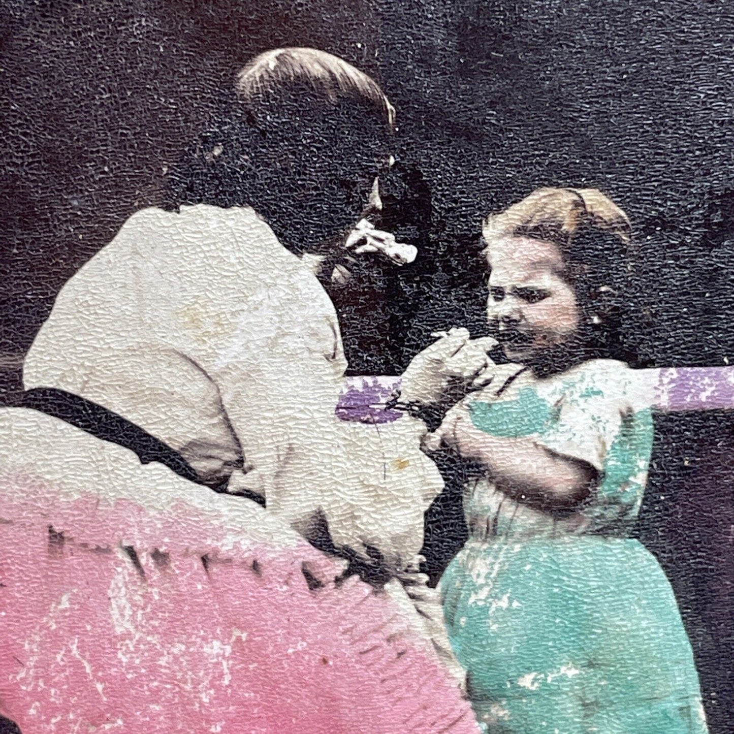 Antique 1880s Mother Giving Child Medicine Stereoview Photo Card P1187