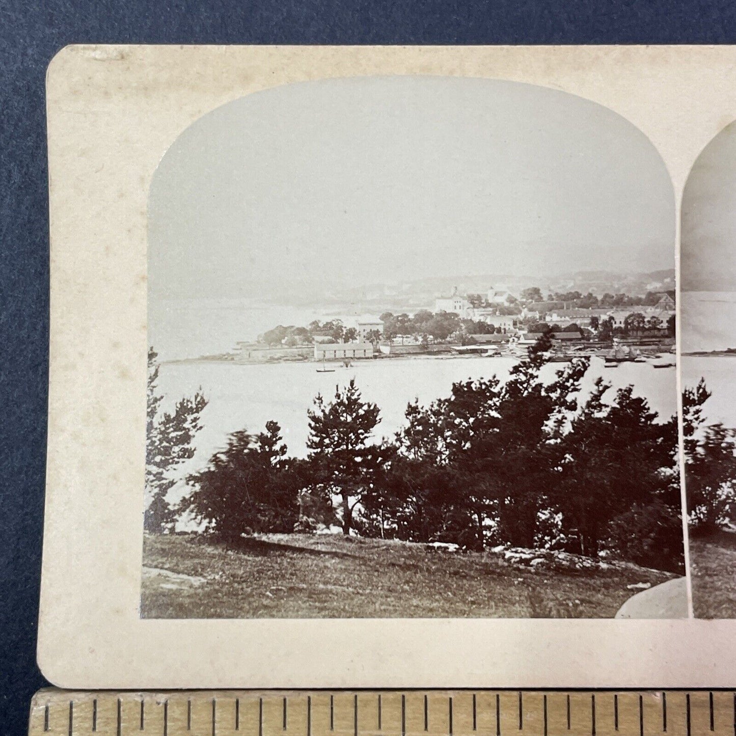 Oslo Norway City & Port View Stereoview BW Kilburn Antique c1875 X2789