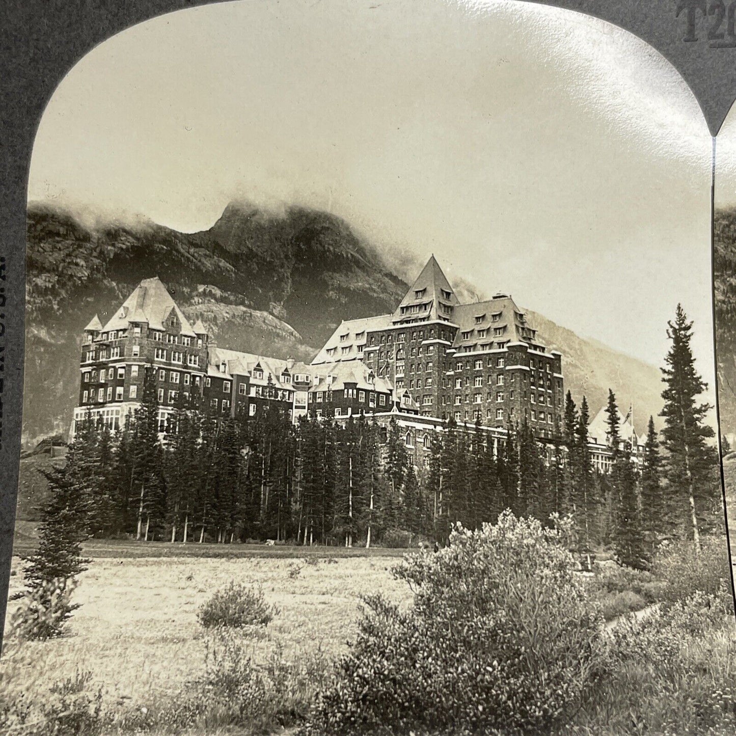 Antique 1917 Banff Springs Hotel Alberta Rockies Canada Stereoview Photo PC615