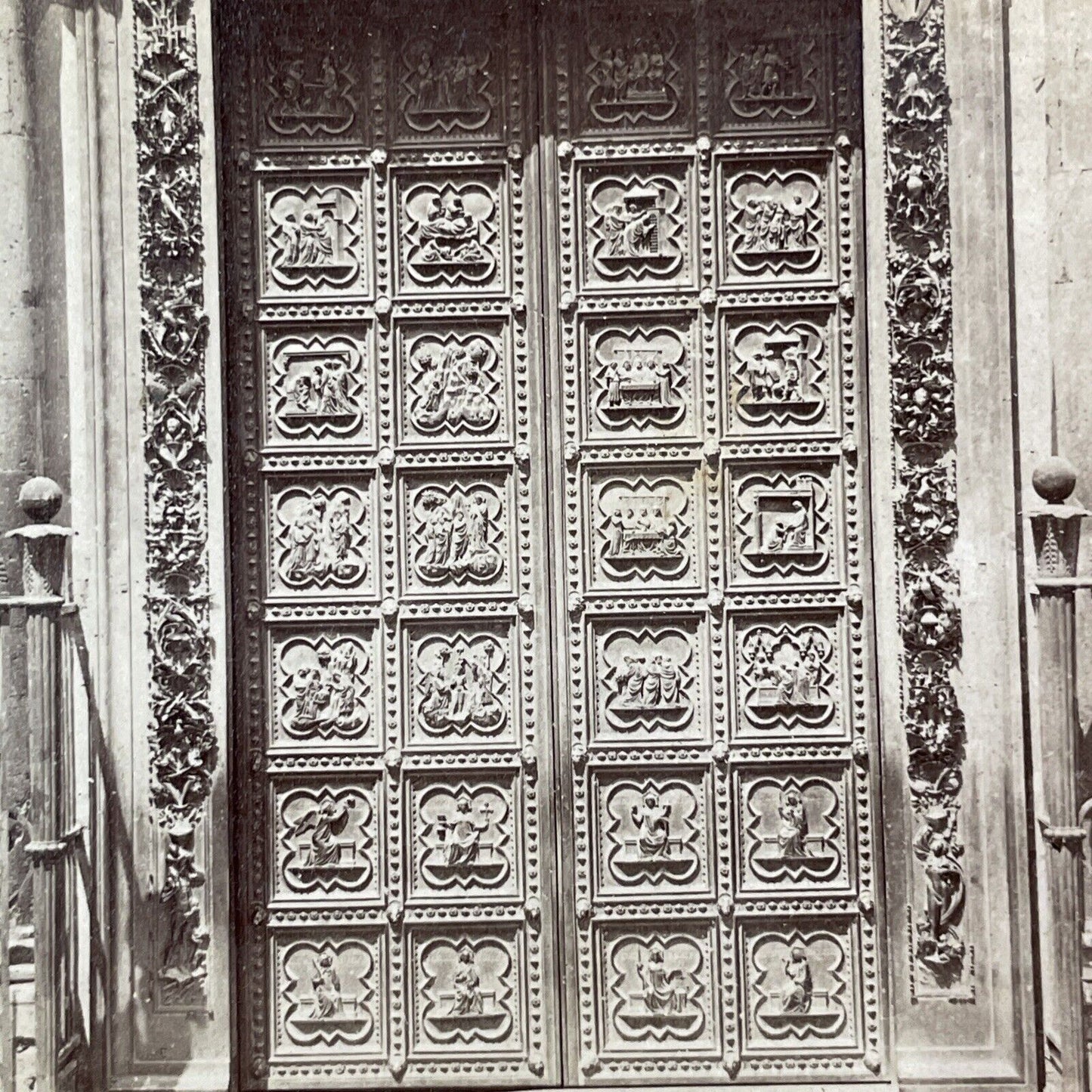 South Doors Florence Italy Stereoview Giacomo Brogi-Firenze Antique c1875 X3649