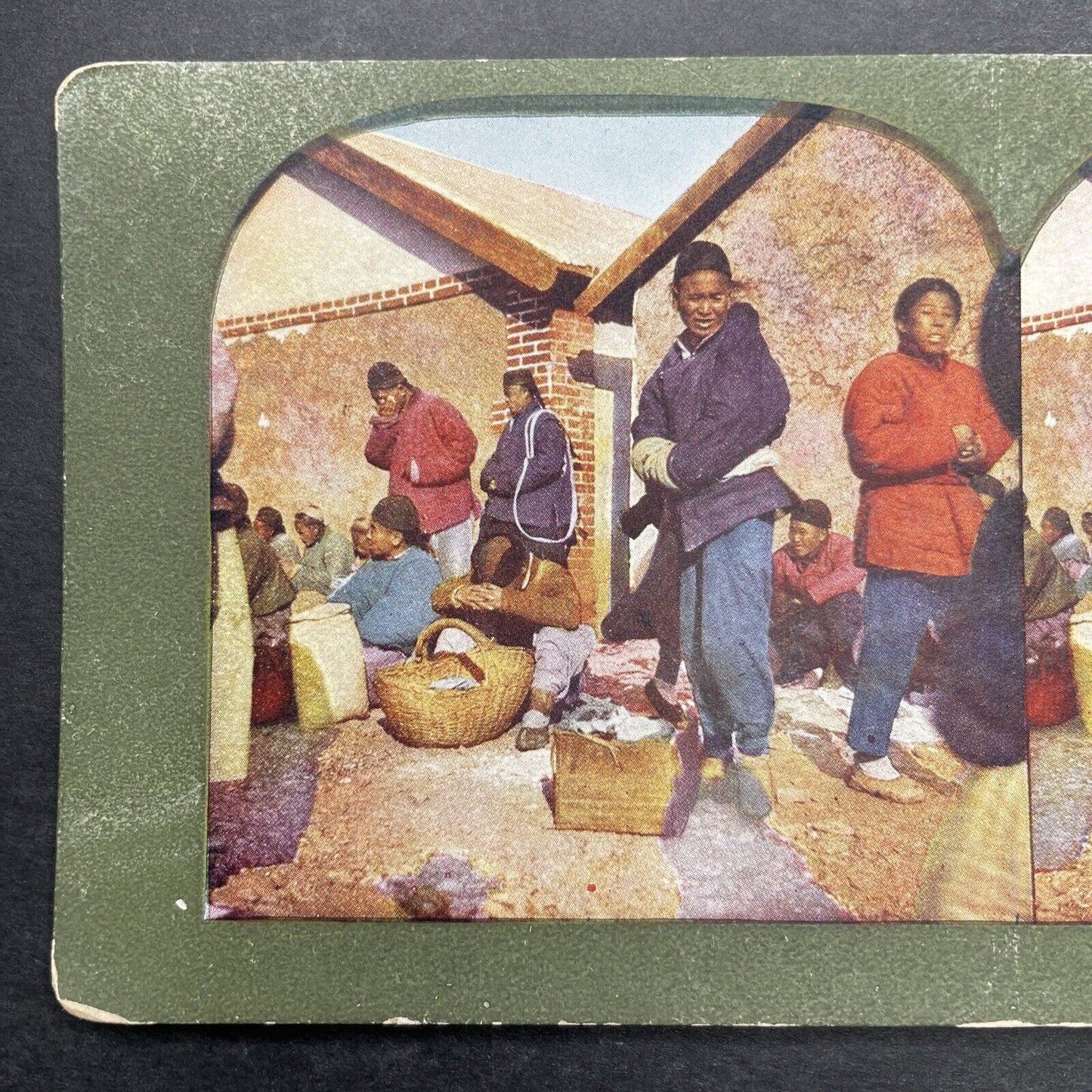 Antique 1905 Chinese Market In Russia Stereoview Photo Card P580-107