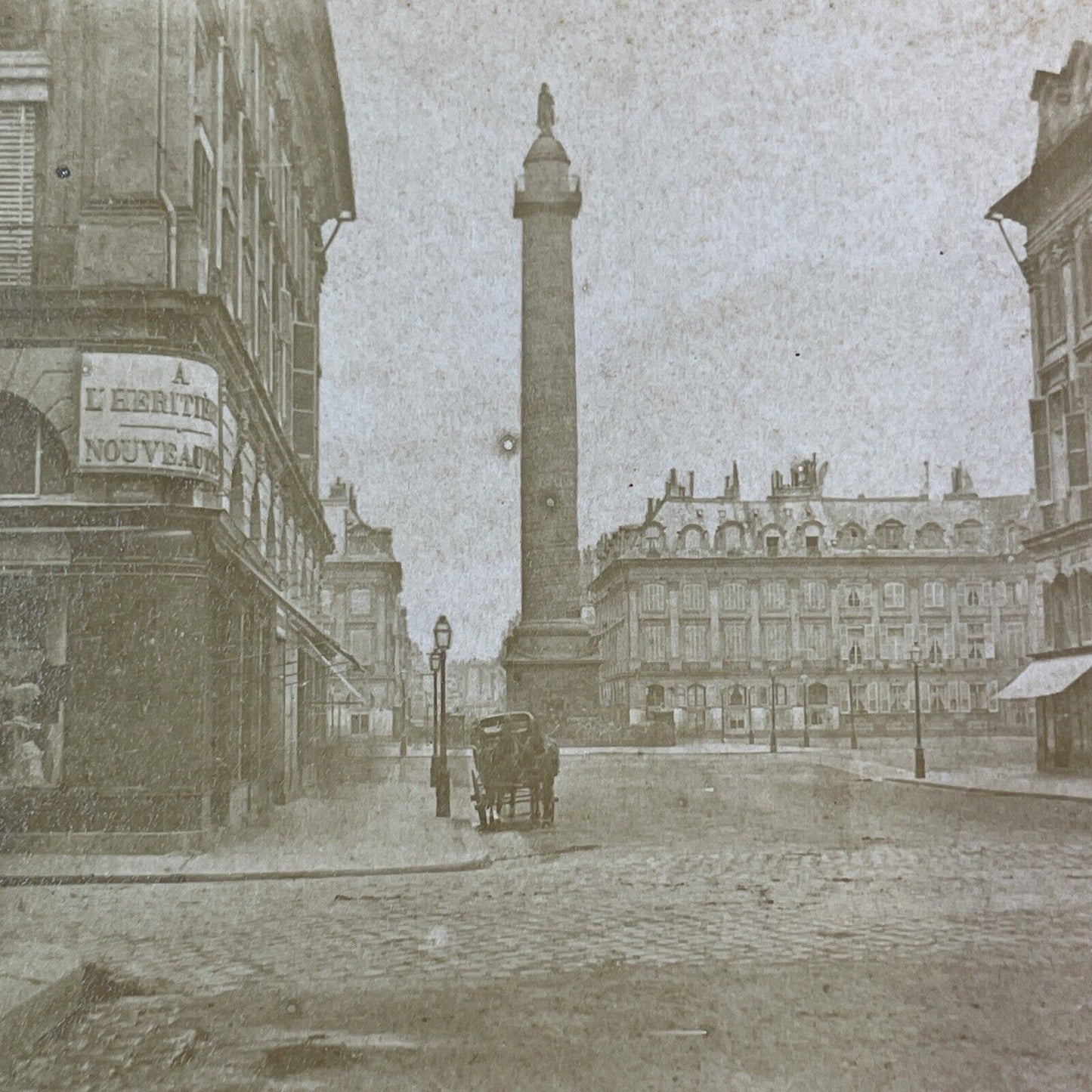 Vendome Column with Napoleon on Top Stereoview Paris Salt Photo c1860 Y973