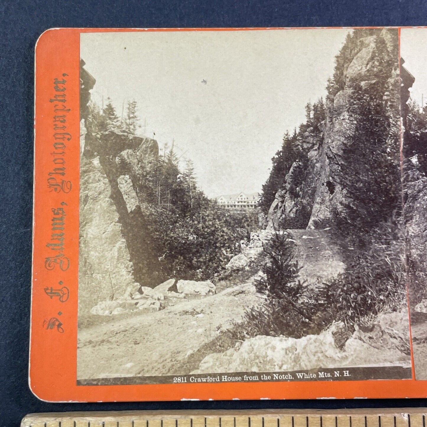 Crawford House Franconia Notch New Hampshire Stereoview S.F. Adams c1870s Y852