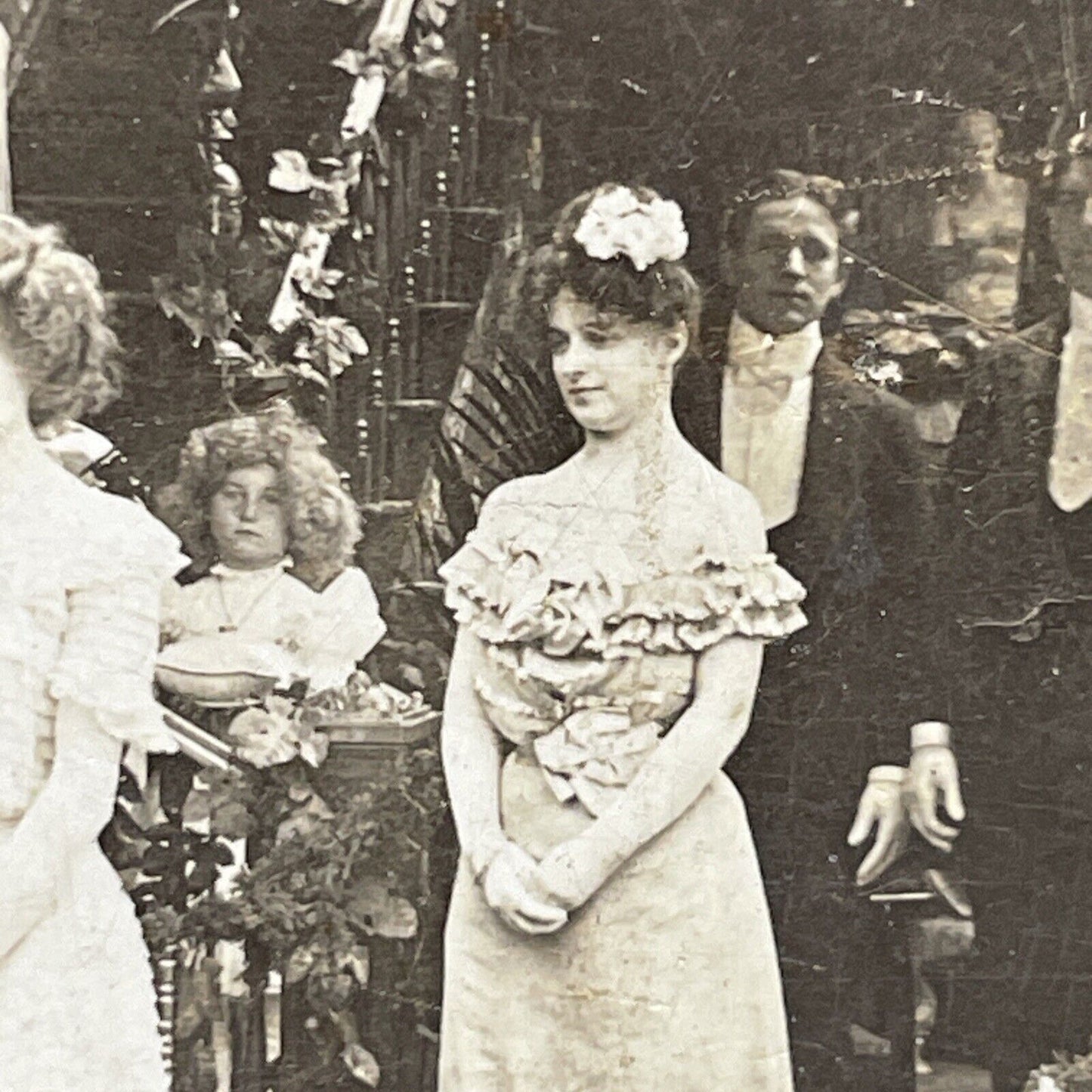 Antique 1902 Beautiful Bridesmaids At Wedding Stereoview Photo Card P2664