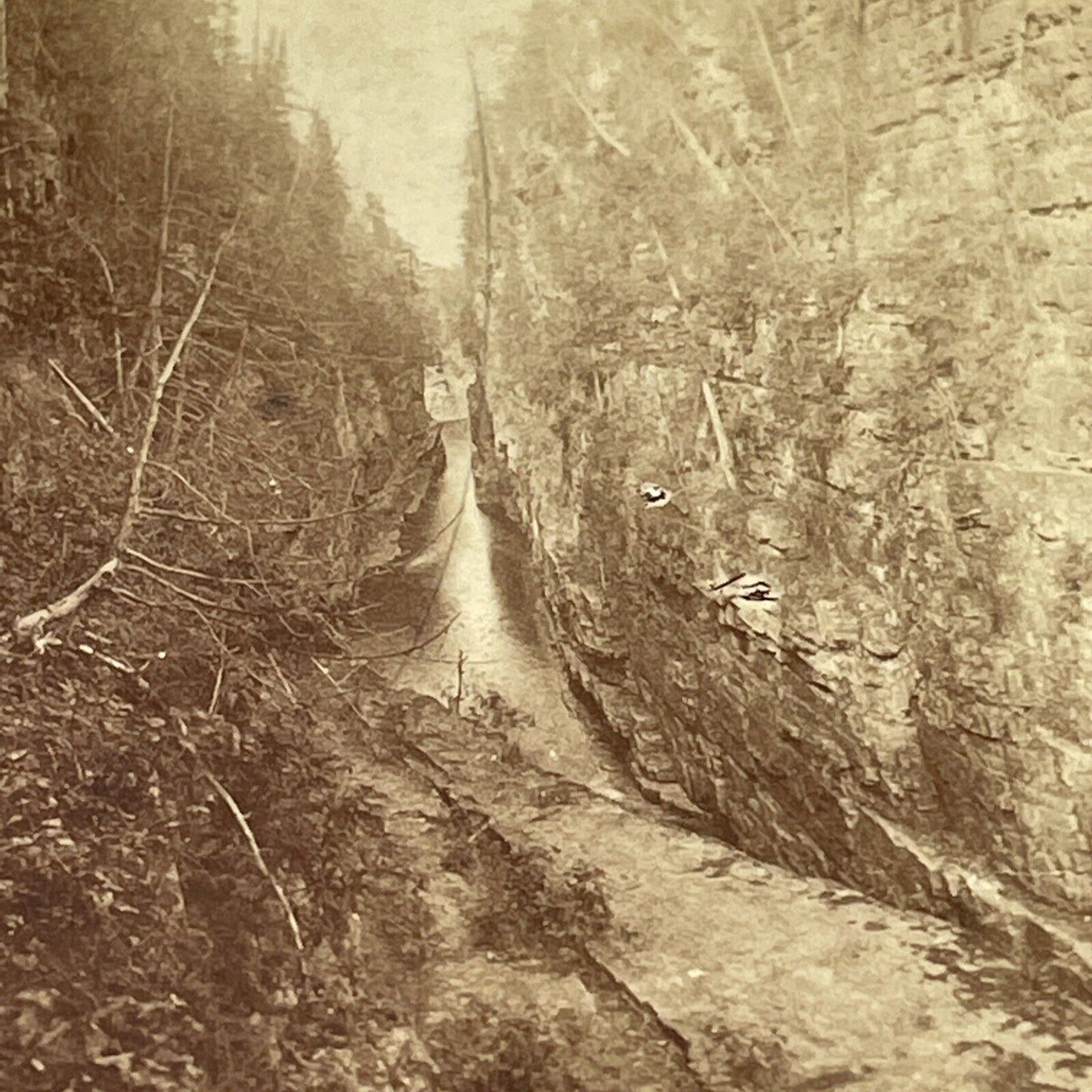 Antique 1870s Ausable Chasm New York First Known Photo Stereo View Card PC439