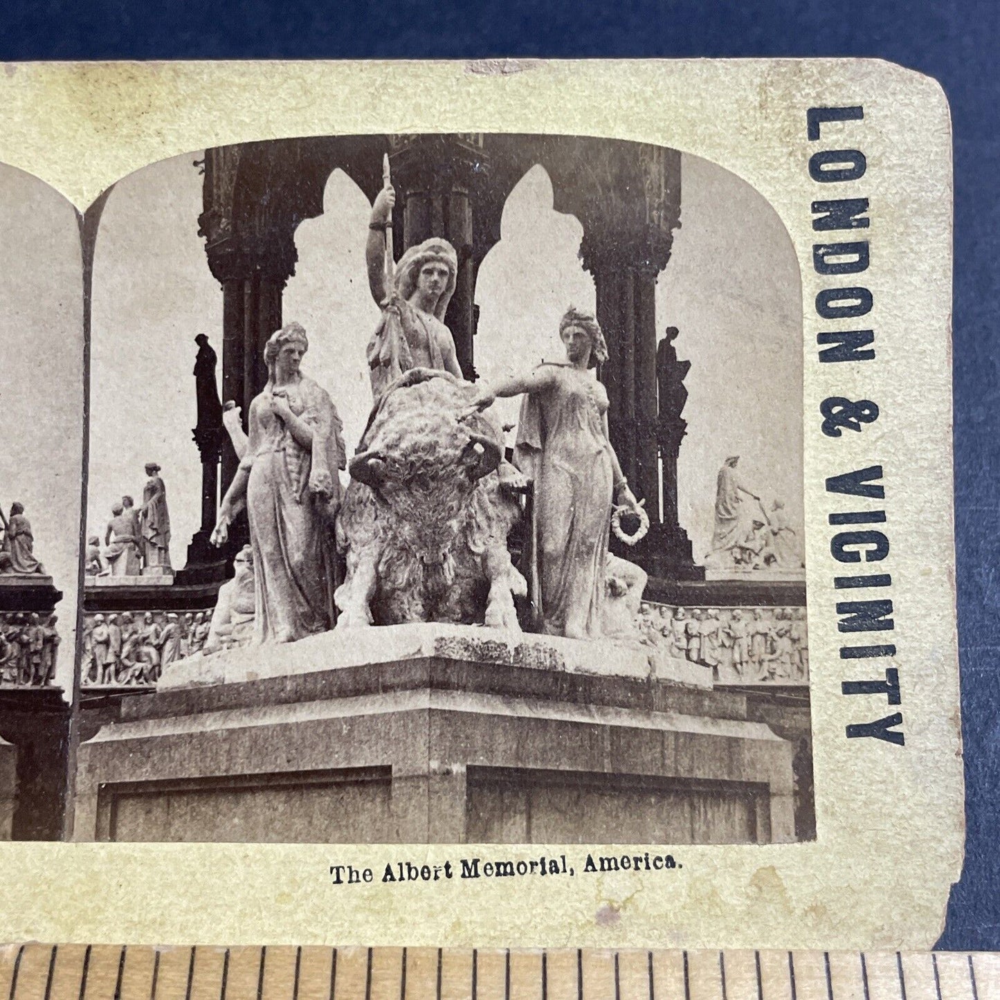 Antique 1870s Albert Memorial Kensington Gardens Stereoview Photo Card P4538