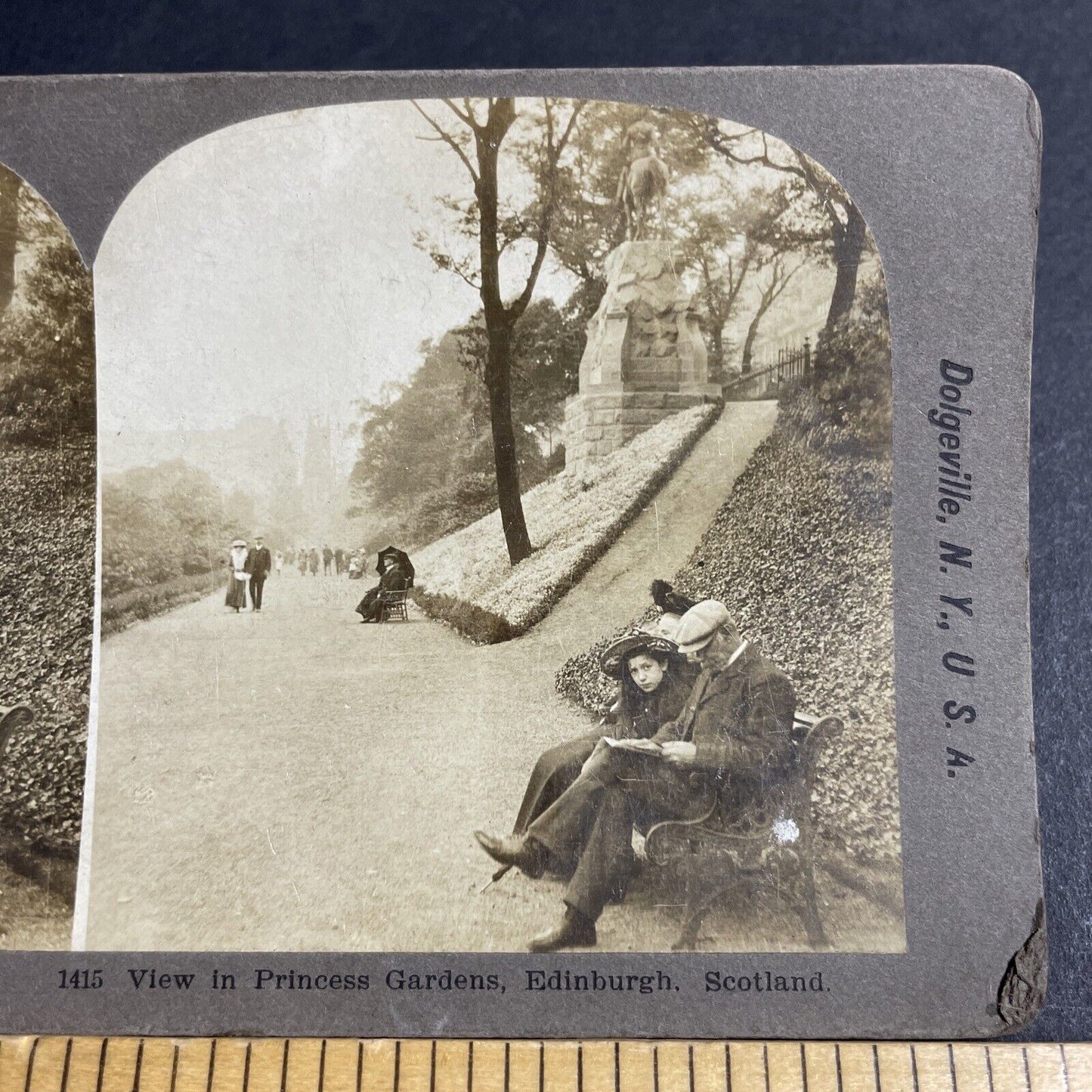 Antique 1900s Princess Gardens Edinburgh Scotland Stereoview Photo Card P4183