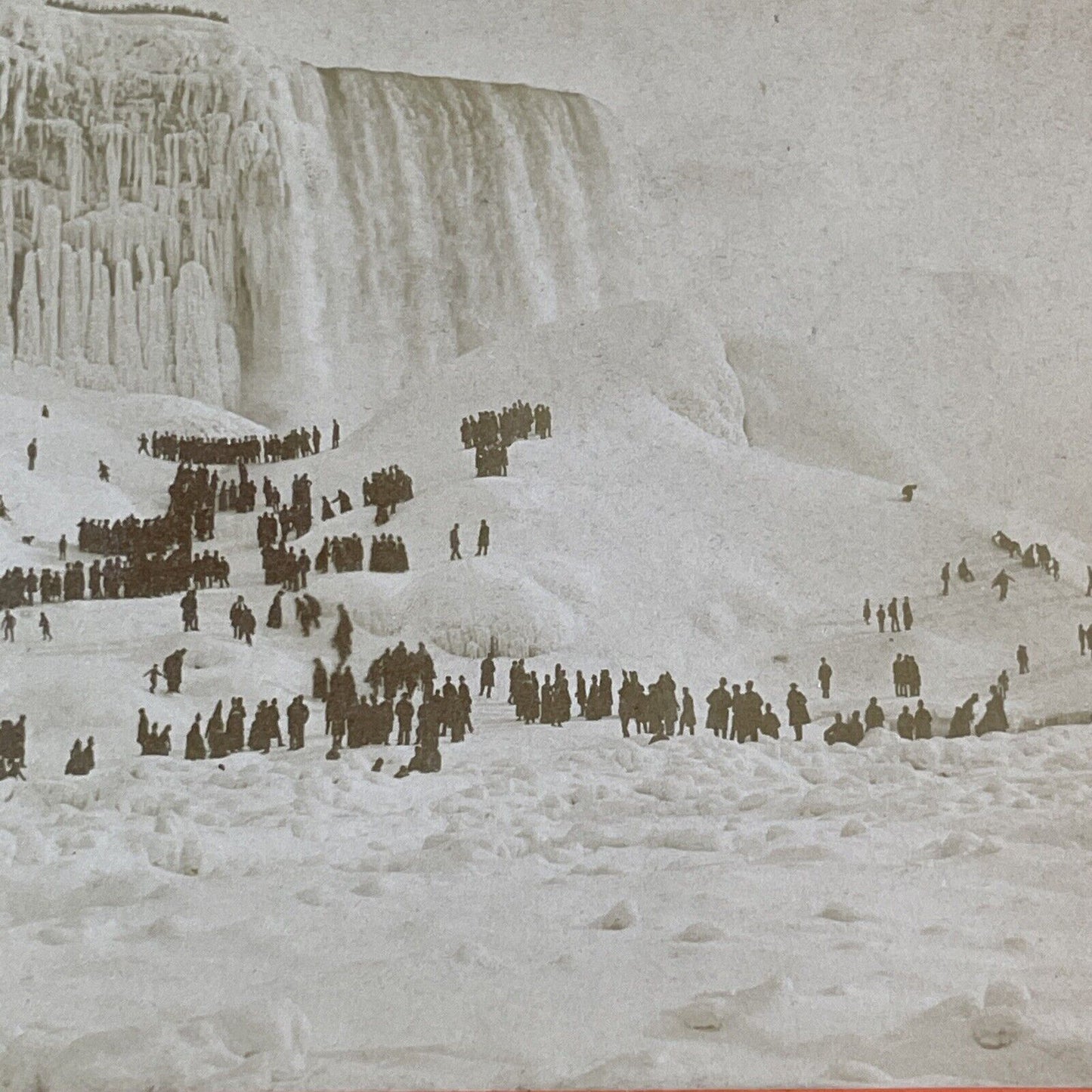 Winter Sports at Niagara Falls Gorge River Stereoview Antique c1888 Y2125