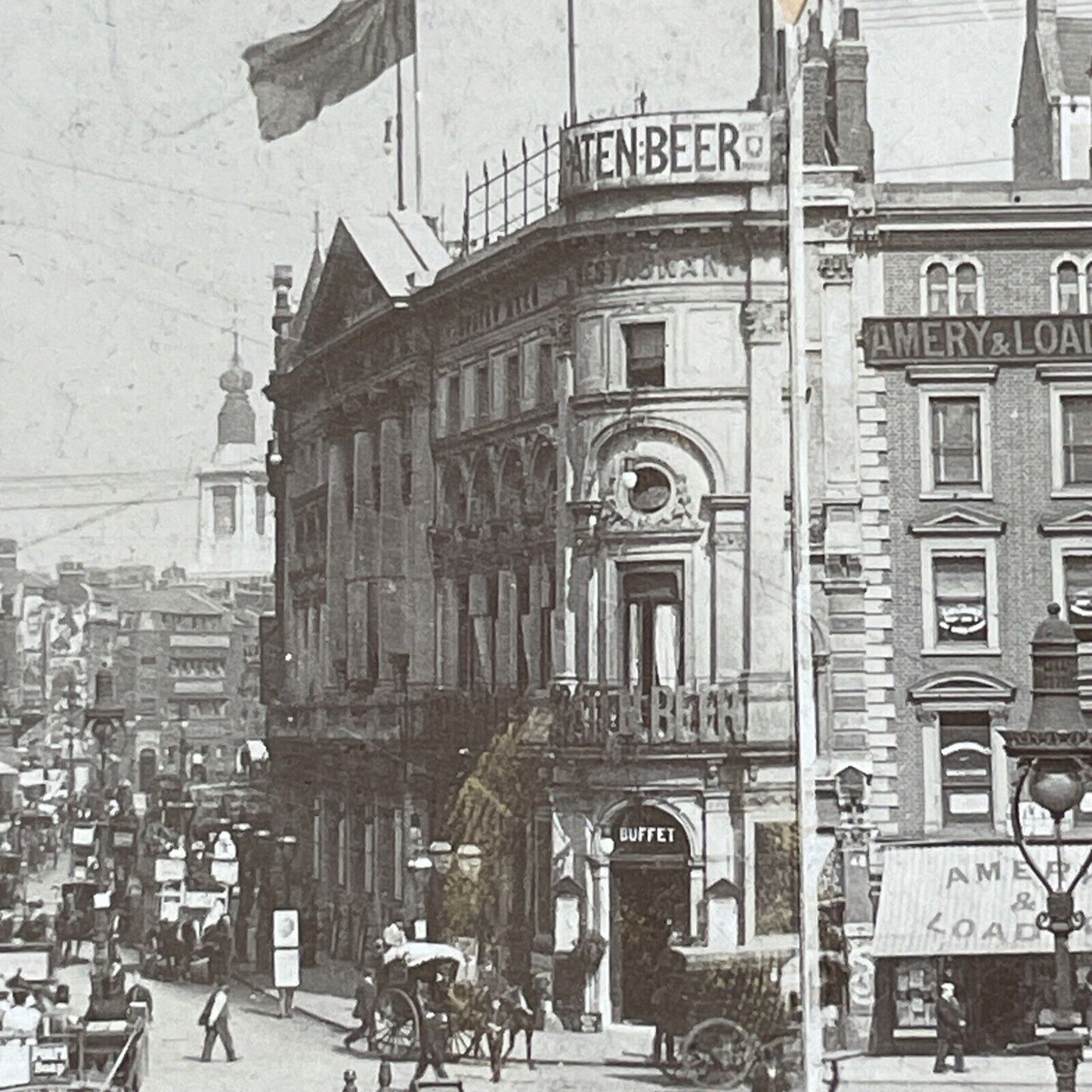 Spaten Beer Pub London England Stereoview Piccadilly Antique c1900 X2846