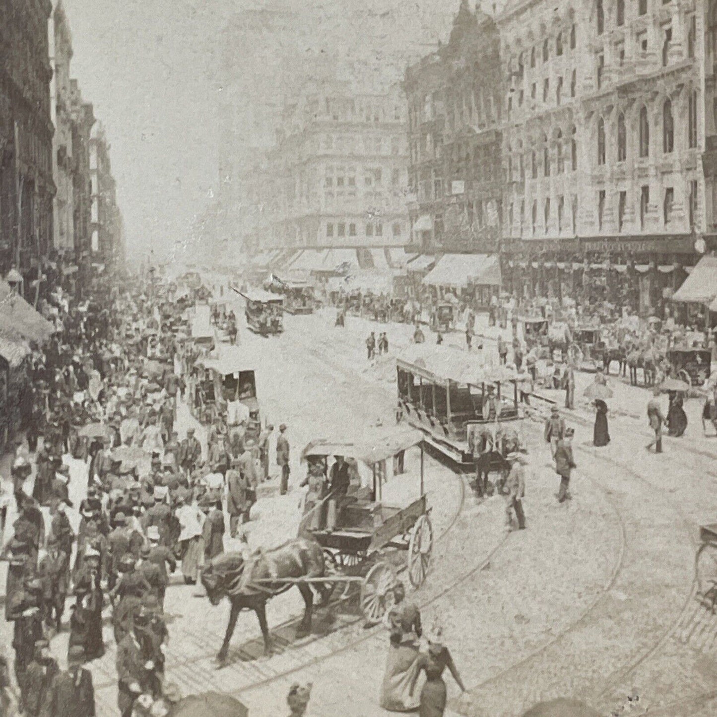 State Street Chicago Illinois Downtown Stereoview Victorian Antique c1893 X2753