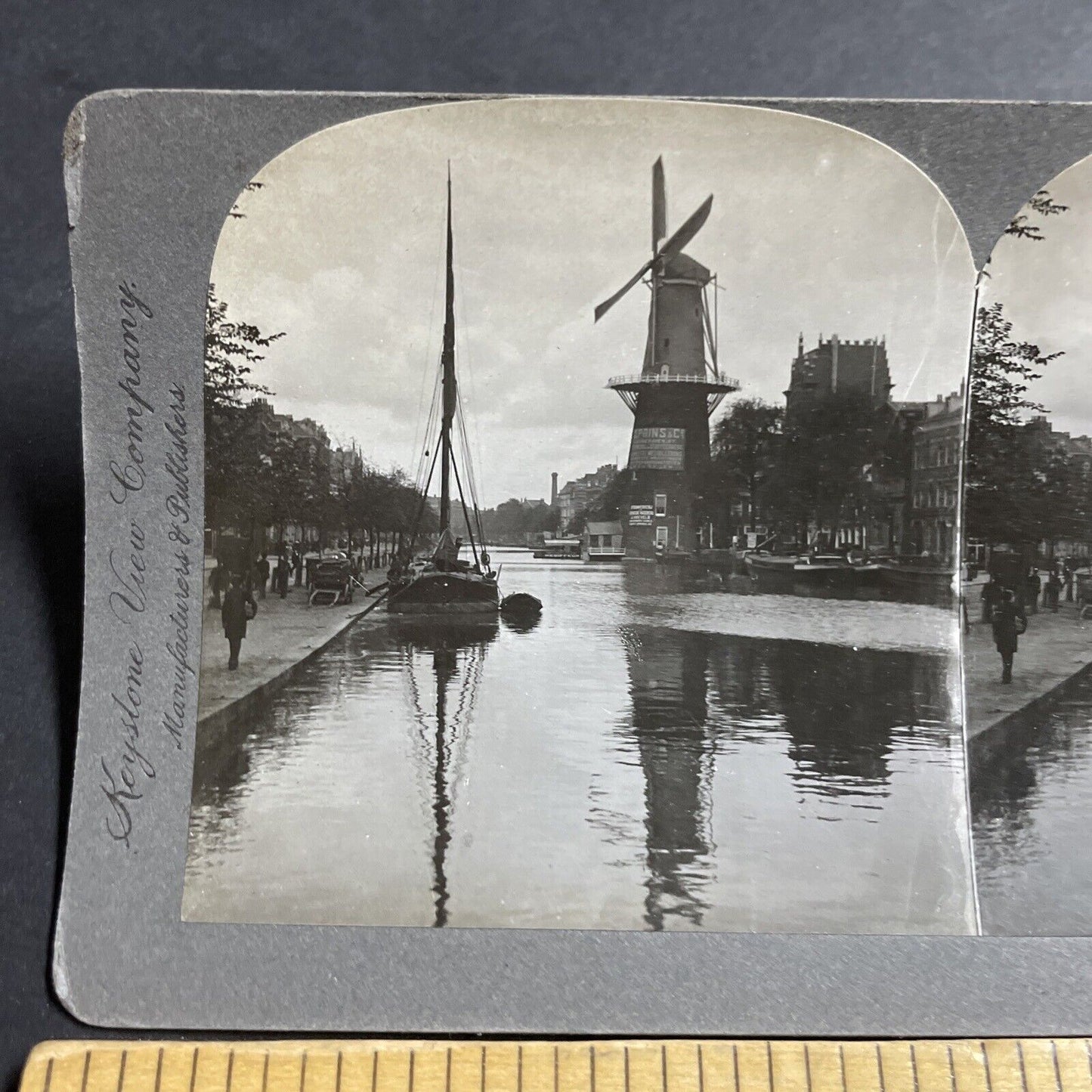 Antique 1910s Windmill In Rotterdam Holland Stereoview Photo Card P5180