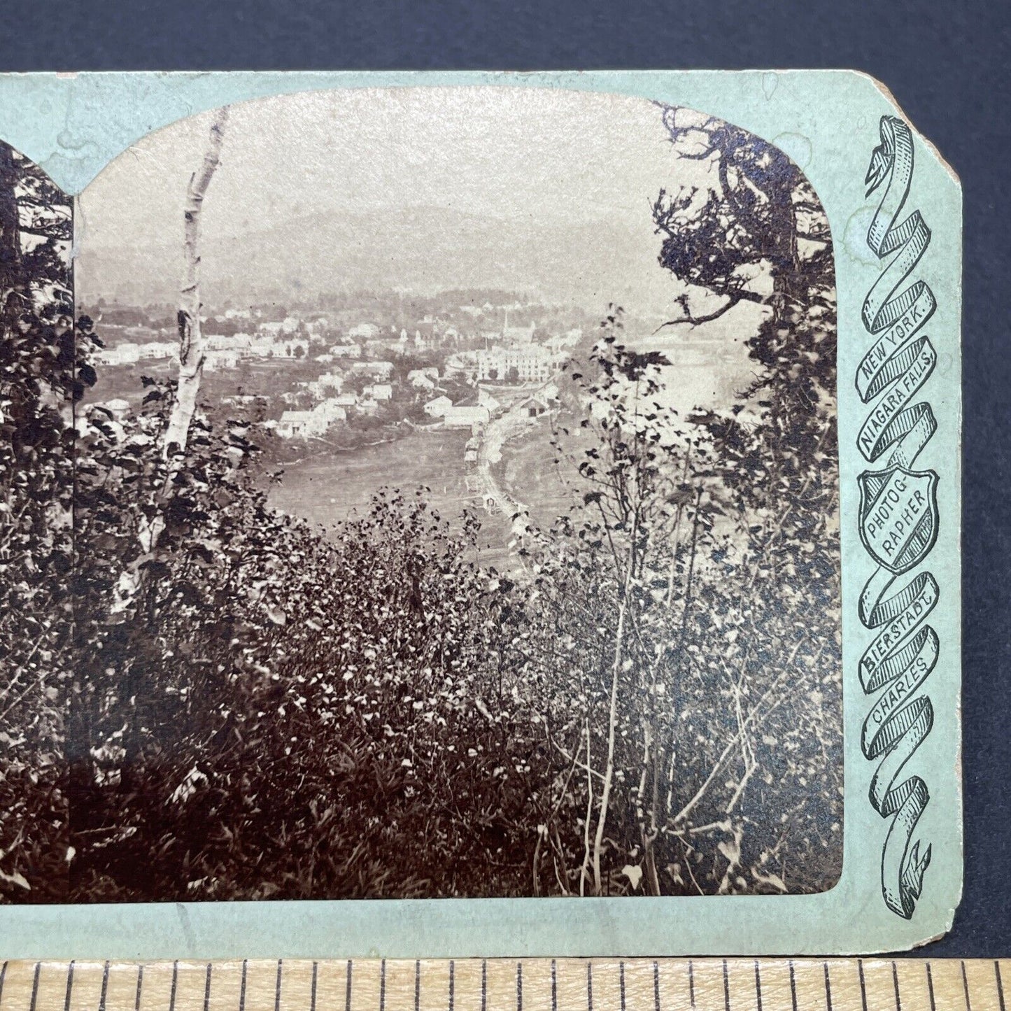 Antique 1870s Plymouth New Hampshire City View Stereoview Photo Card V1735