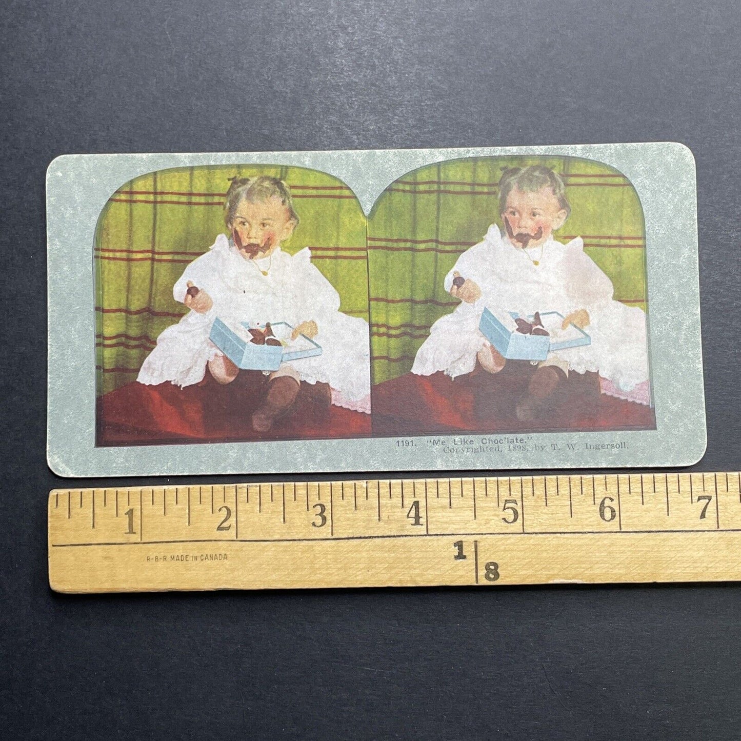 Antique 1898 Child With Chocolate All Over Face Stereoview Photo Card P1220