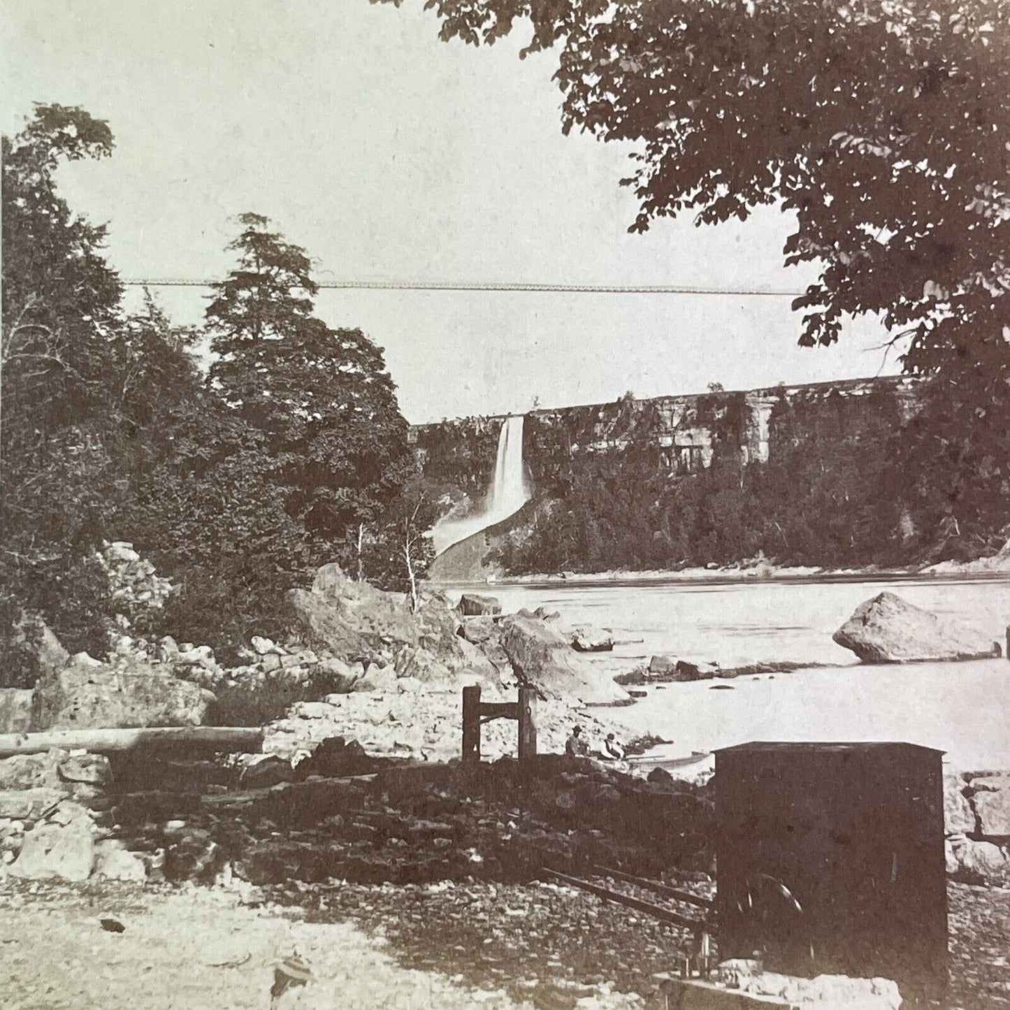 Bridal Veil Falls before the Power Plant Stereoview J.G. Parks c1870 Y2843