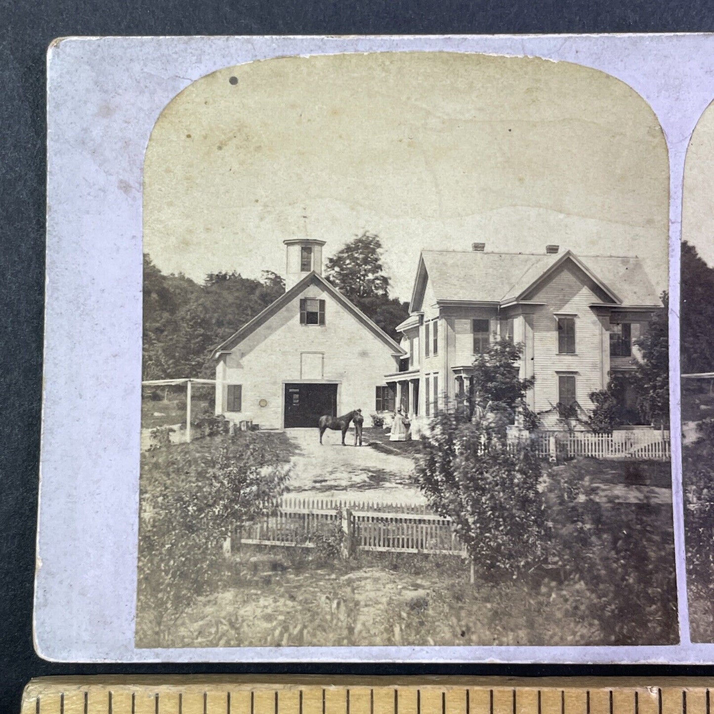 Richard Messer House Andover New Hampshire Stereoview Antique c1870s Y1438