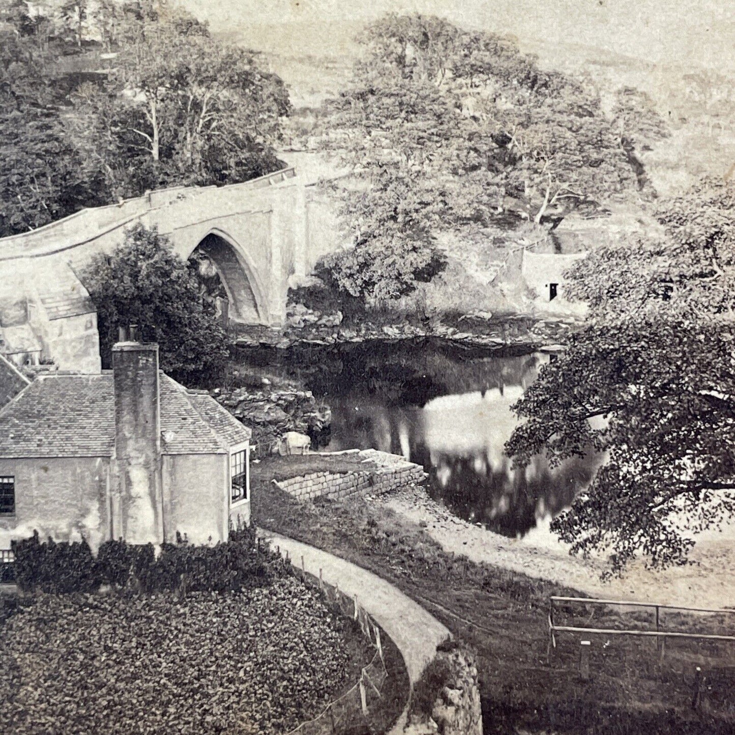 Brig O' Balgownie Aberdeen Scotland Stereoview GW Wilson Antique c1860 X3769