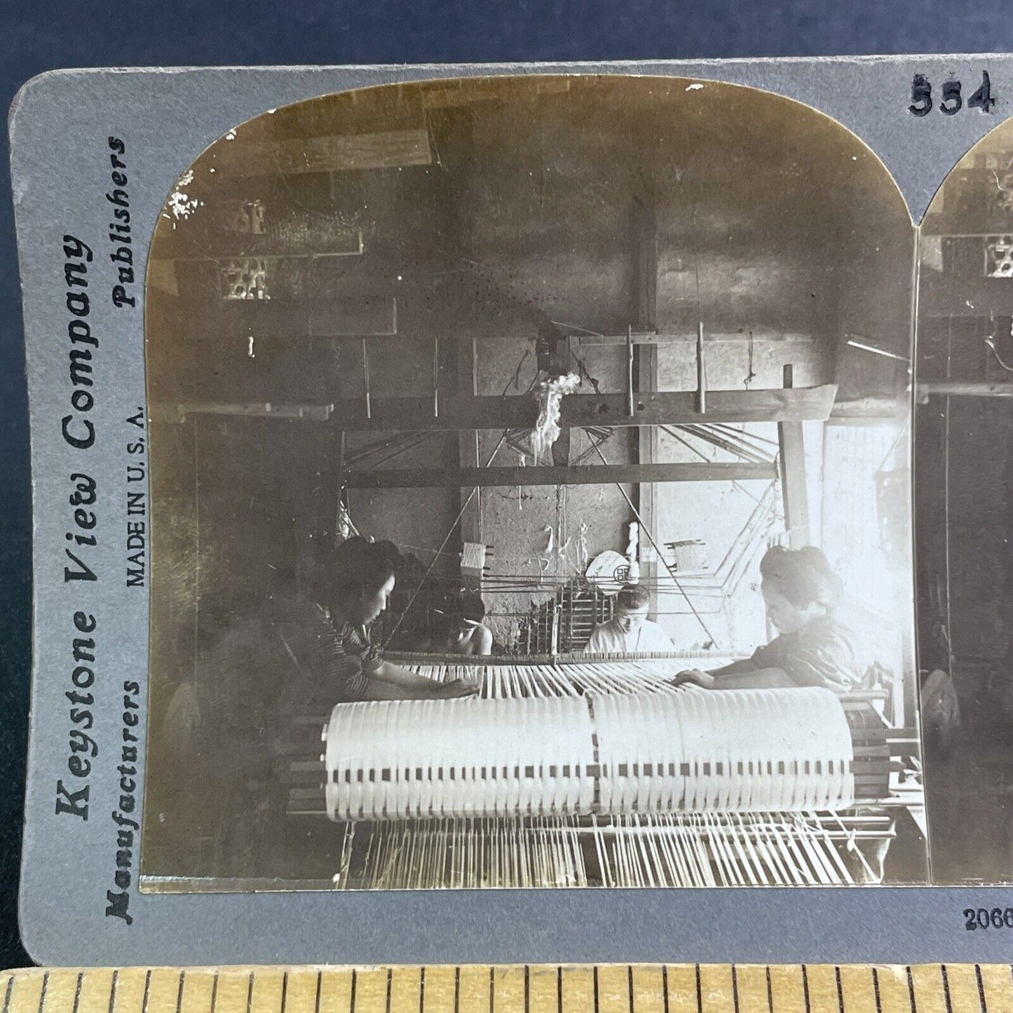 Antique 1904 Japanese Velvet Factory Kyoto Japan Stereoview Photo Card P2194