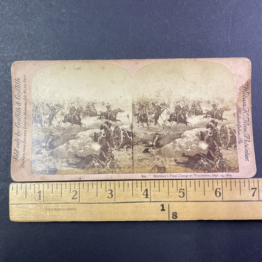 Sheridan's Final Charge of Winchester Stereoview Civil War Antique c1886 X2594