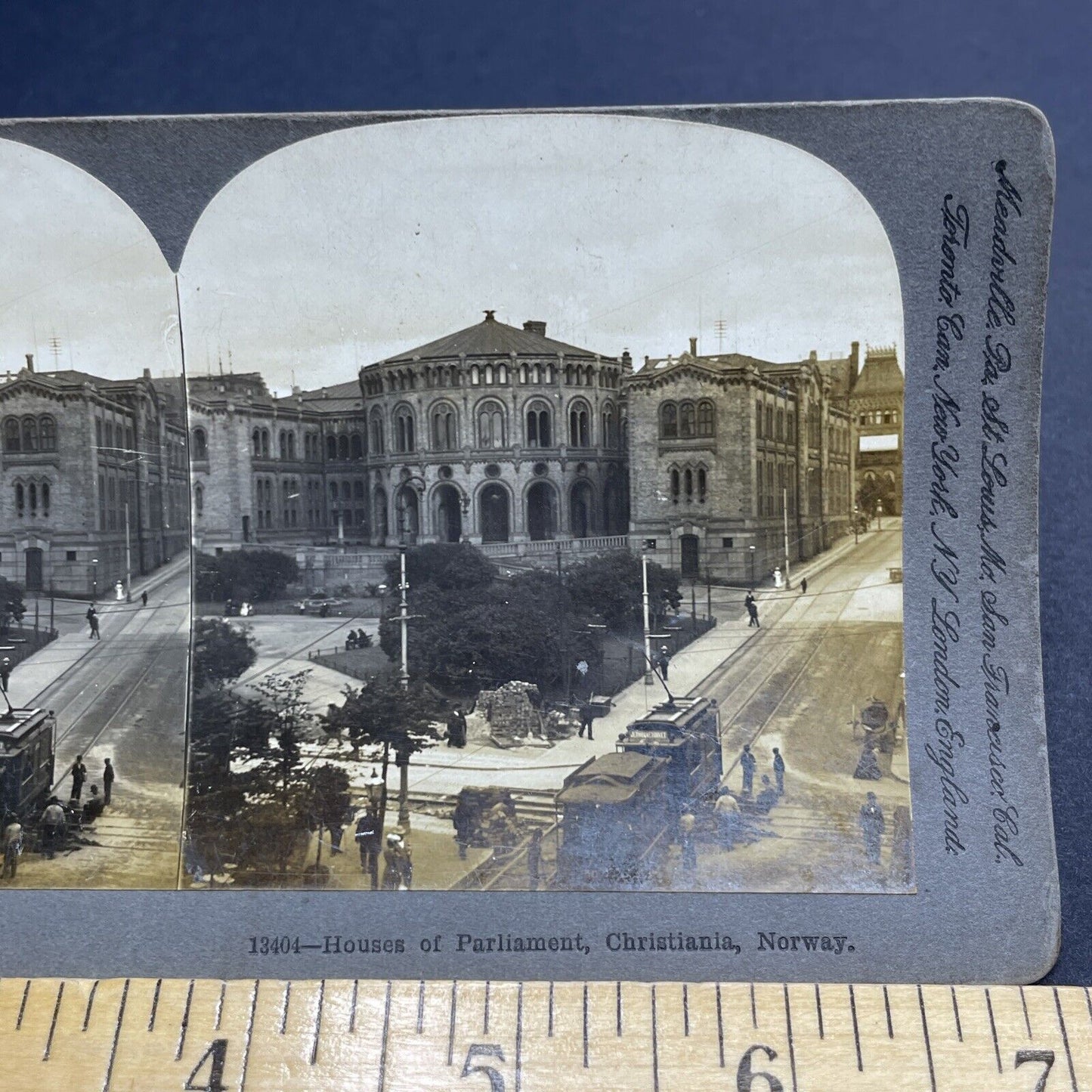 Antique 1903 Downtown View Of Oslo Norway Stereoview Photo Card P1974