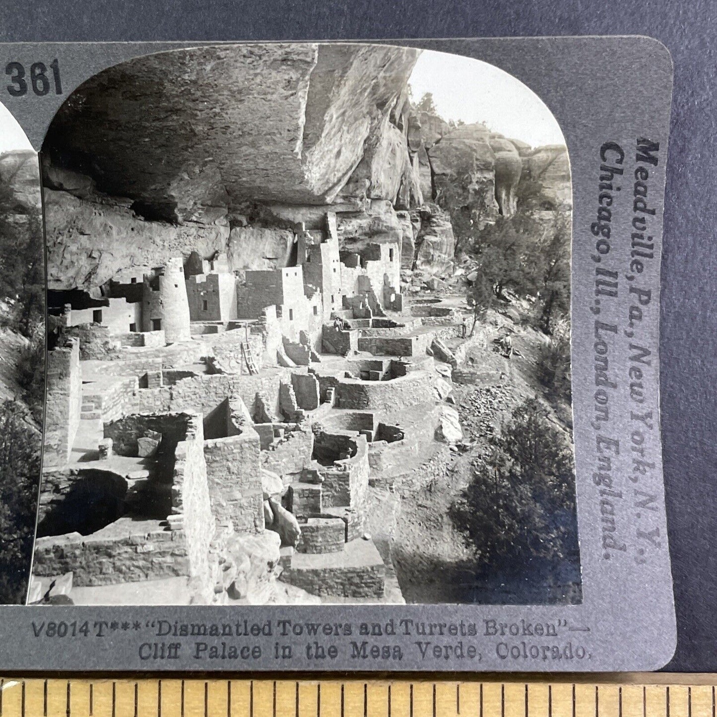 Mesa Verde Cliff Houses After Vandalism Stereoview Colorado Antique c1910s Y1190