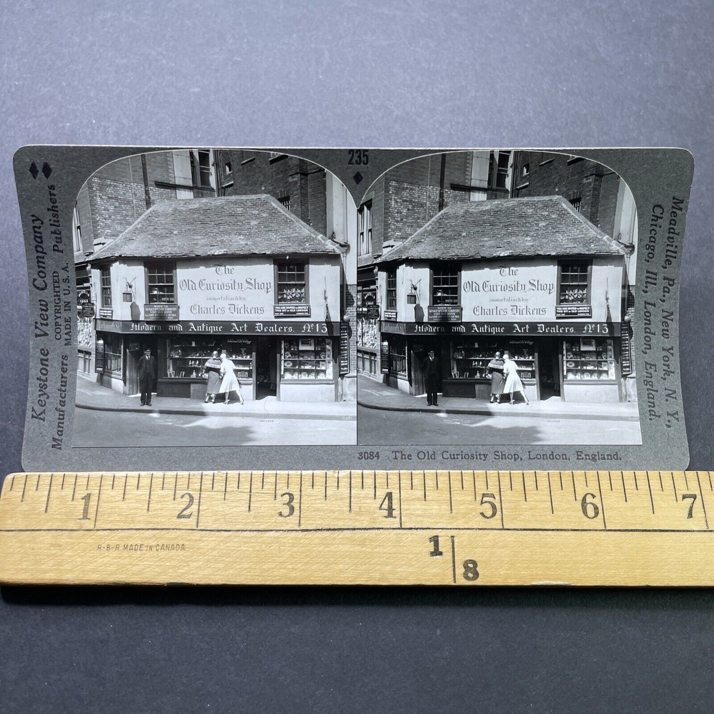 Antique 1920s Charles Dickens Curiosity Shop London Stereoview Photo Card P2443