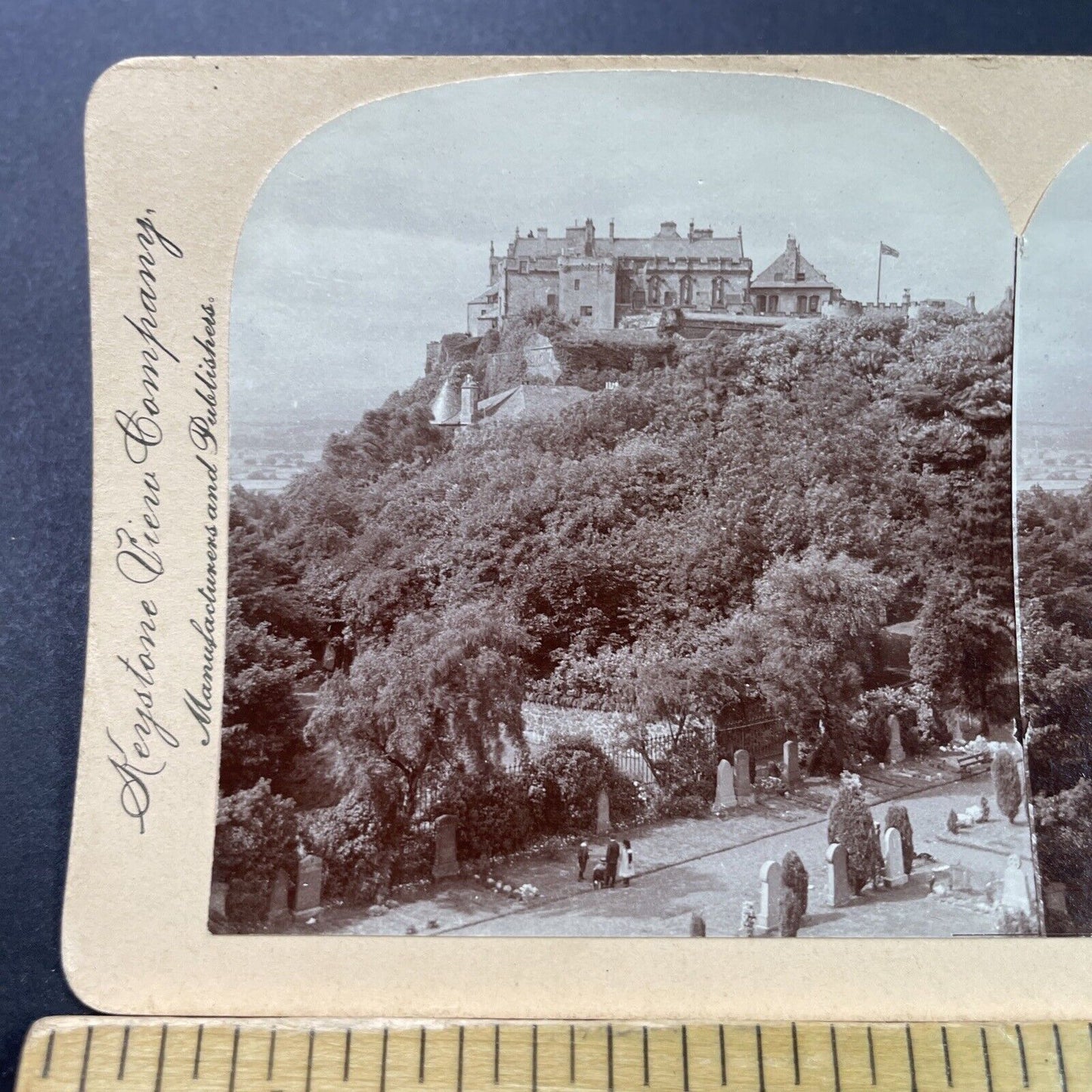 Antique 1902 Stirling Castle & Graveyard Scotland Stereoview Photo Card P3908