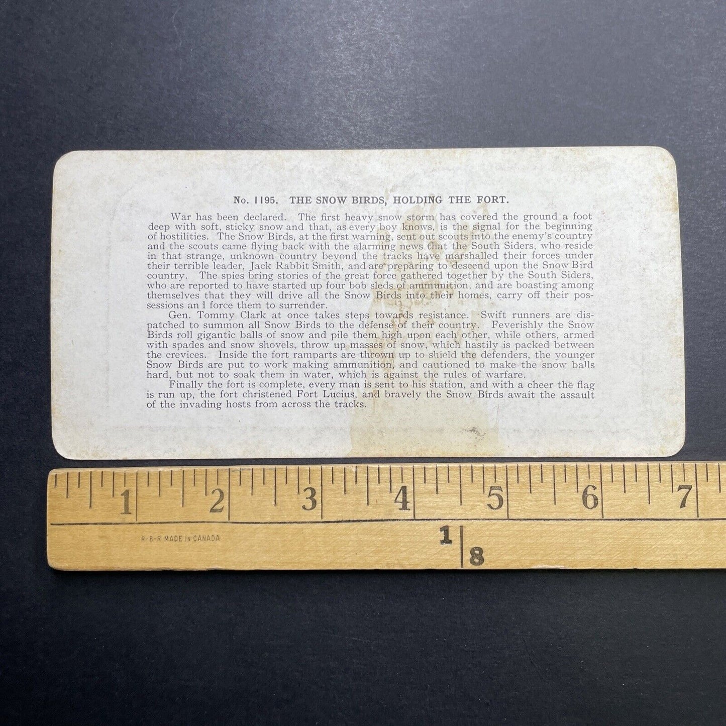 Antique 1892 Children Have A Snowball Fight Stereoview Photo Card P1224