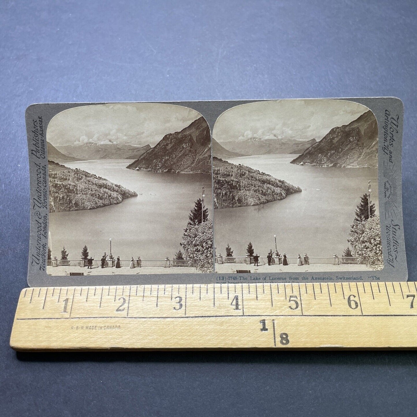 Antique 1902 Lake Of Lucerne Switzerland Stereoview Photo Card P2373