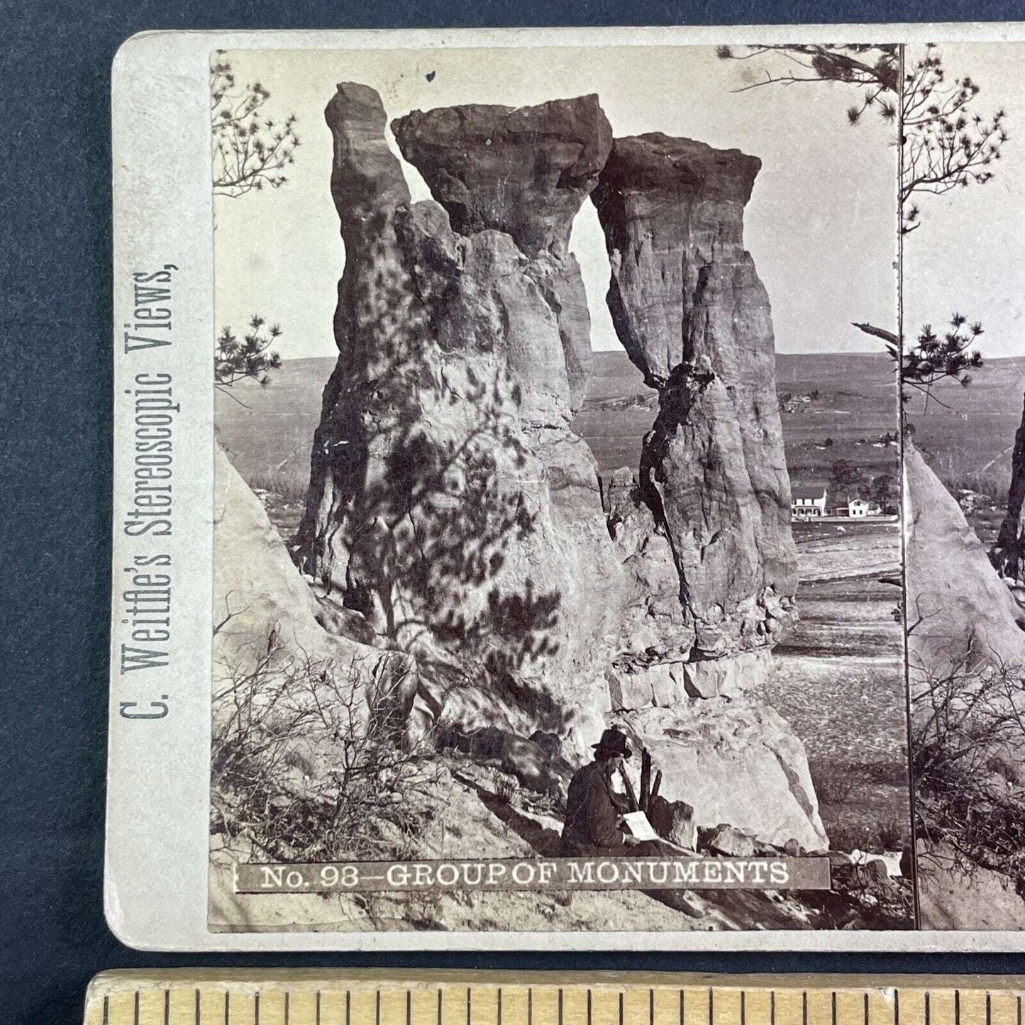 Charles Weitfle Self-Portrait Stereoview Monument Park CO Antique c1878 X3647