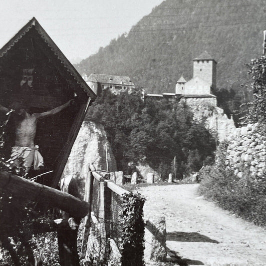 Antique 1925 Tirol Castle South Tyrol Italy OOAK Stereoview Photo Card P3245