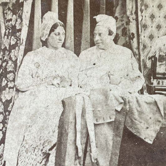 Antique 1870s Victorian Man & Woman In Bed Stereoview Photo Card P3003