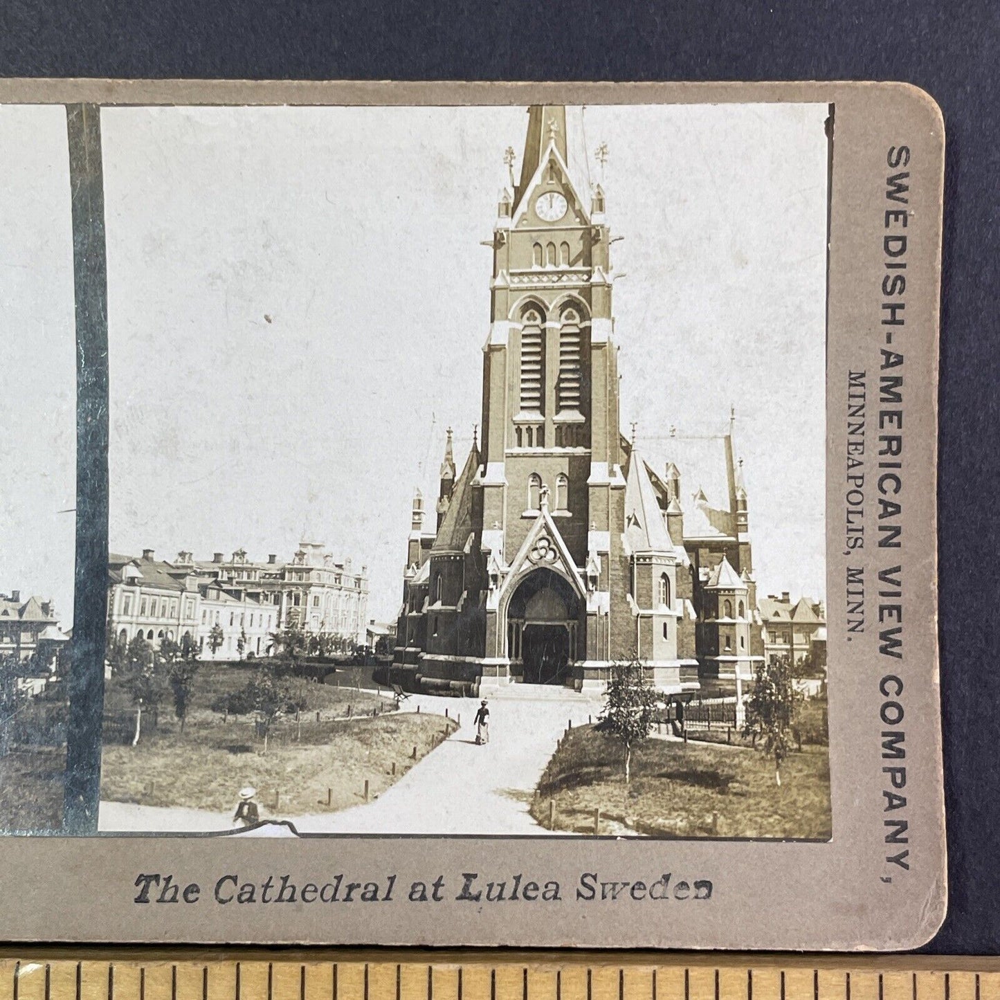 Lulea Cathedral Church Sweden Stereoview Antique c1901 Y2182