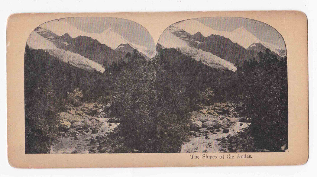 Antique 1904 Glacial Ice Field In The Andes Mountains Stereo Card P329