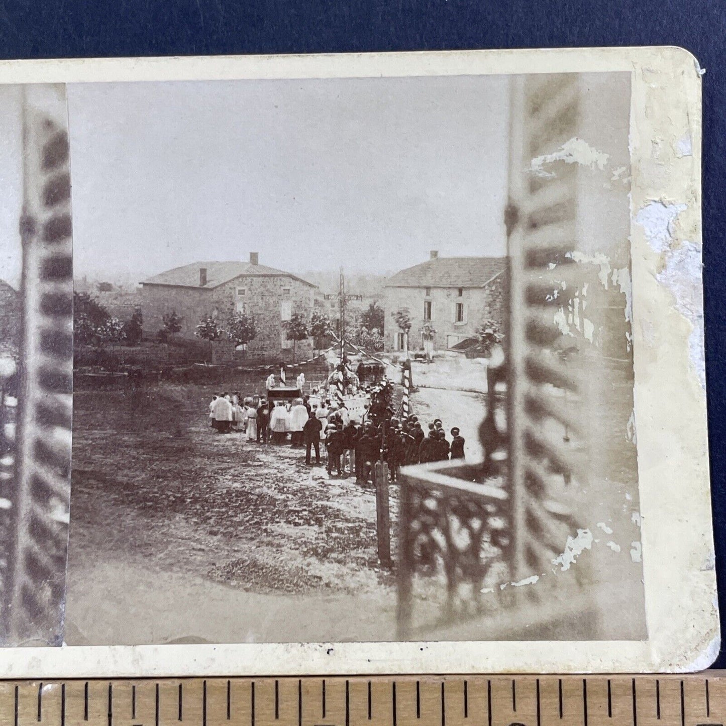 Funeral Procession Count Maxence de Grassin Stereoview Antique c1876 X2482