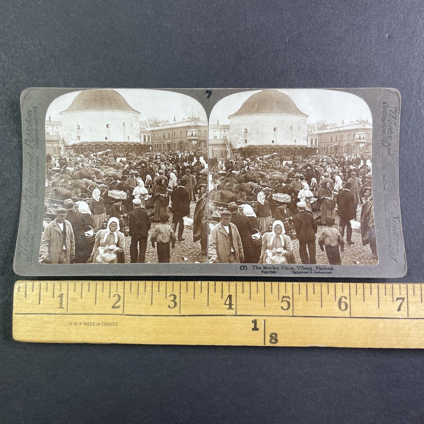 Open Fish Market in Viborg Finland Stereoview Underwood Antique c1903 X4189