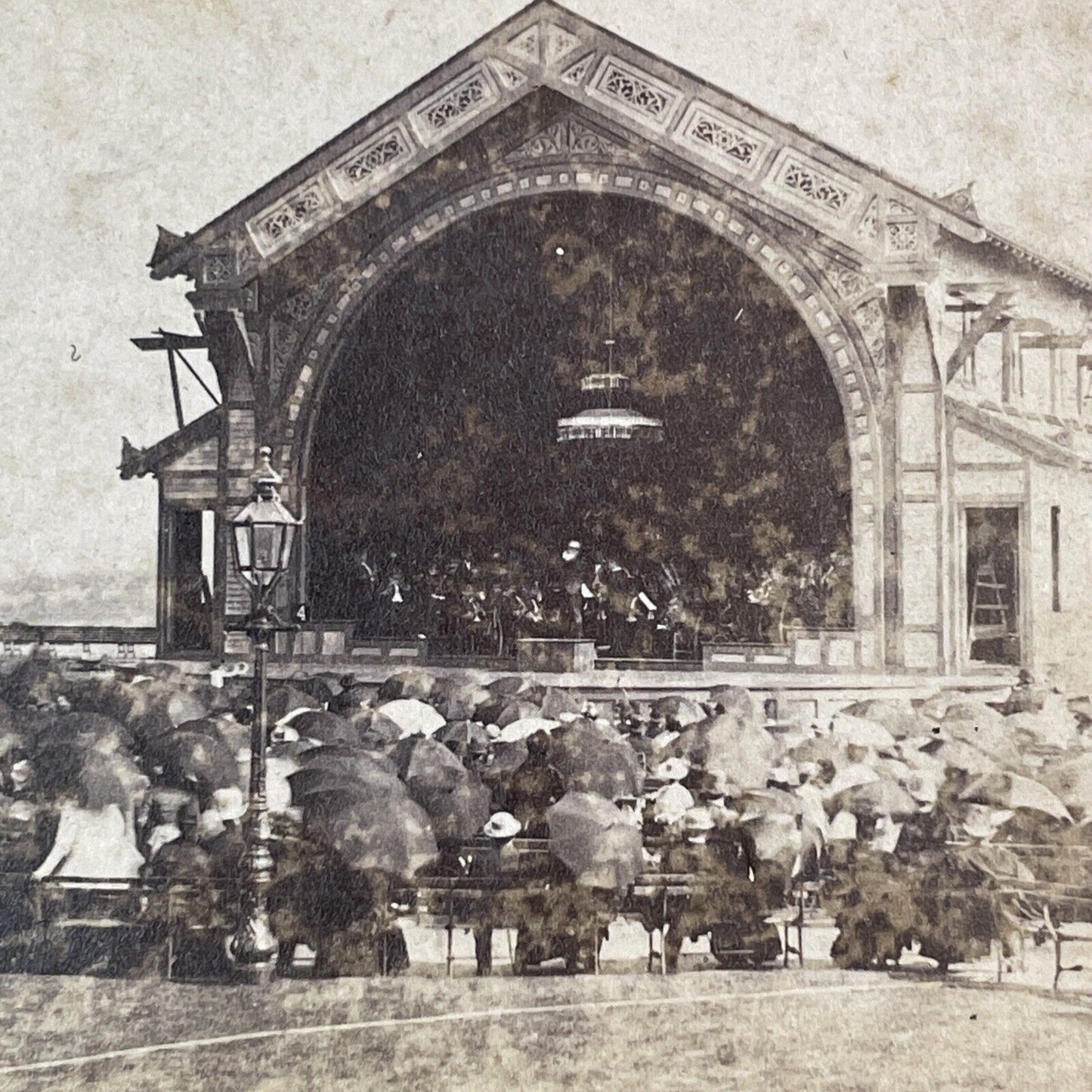 Coney Island Manhattan Beach Music Stand Stereoview New York Antique c1870 Y100