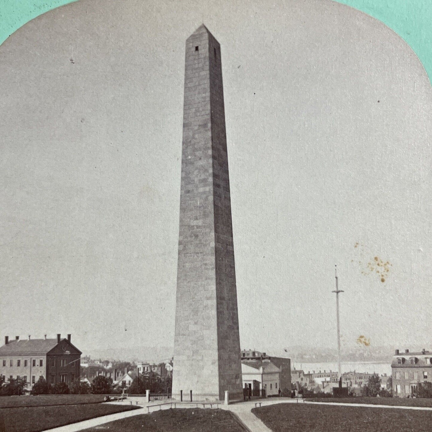 Antique 1860s Bunker Hill Monument Charlestown MA Stereoview Photo Card P4872