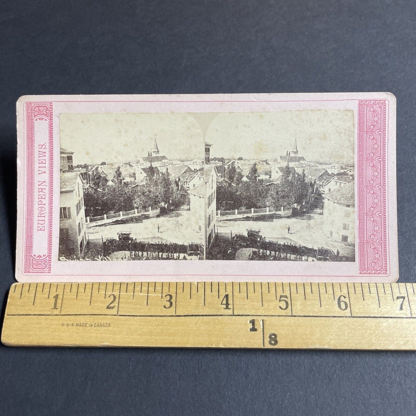 Antique 1870s Kientzheim Alsace France City View Stereoview Photo Card P4230