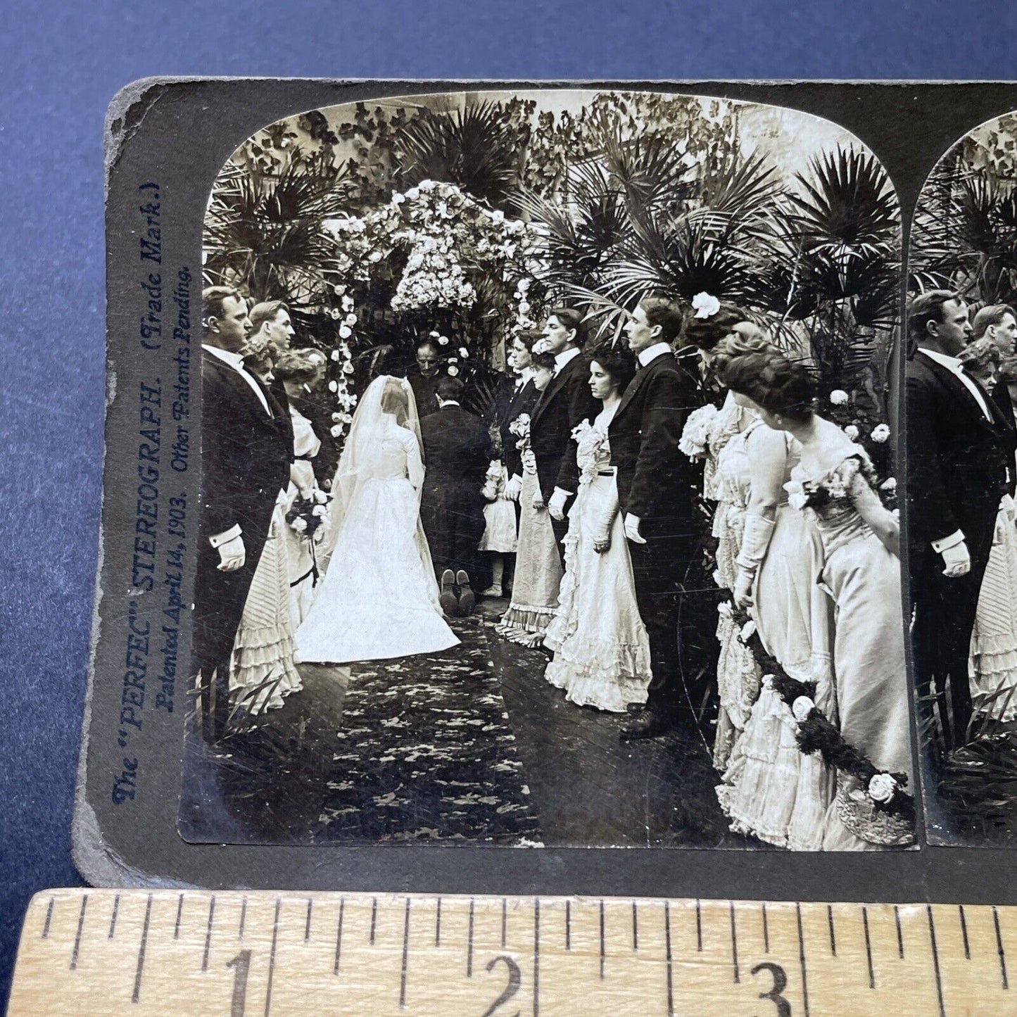 Antique 1902 Victorian Wedding Church Ceremony Stereoview Photo Card P2702
