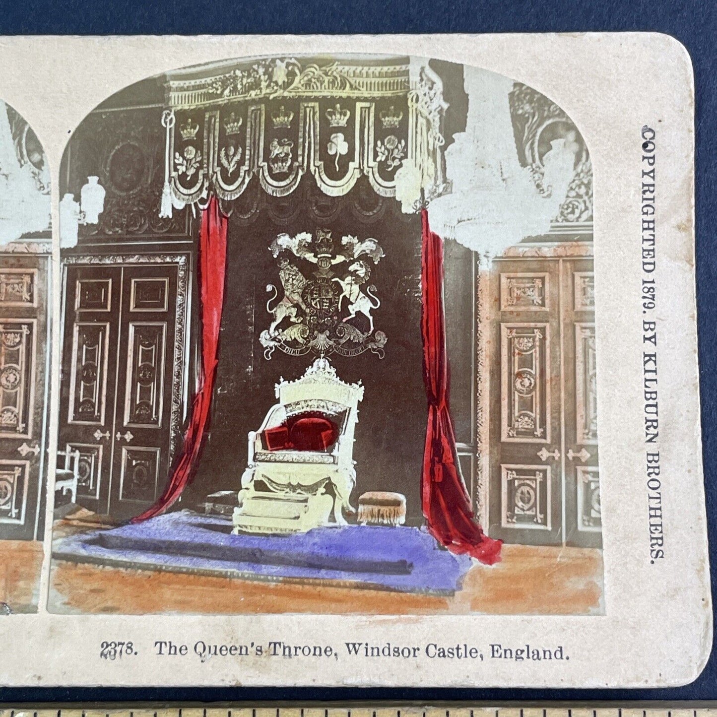 Queen Victoria's Throne Stereoview Windsor Castle England Antique c1879 X3610