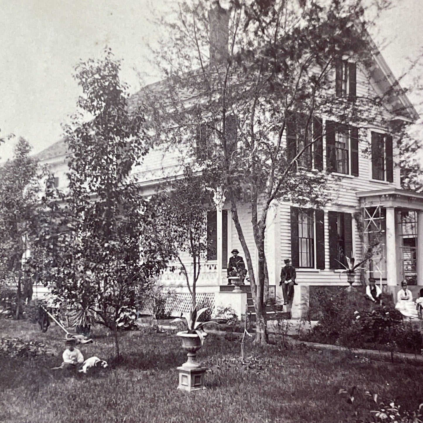 Franklin Pierce Manse Stereoview Concord NH Photo Card Antique c1870s X898