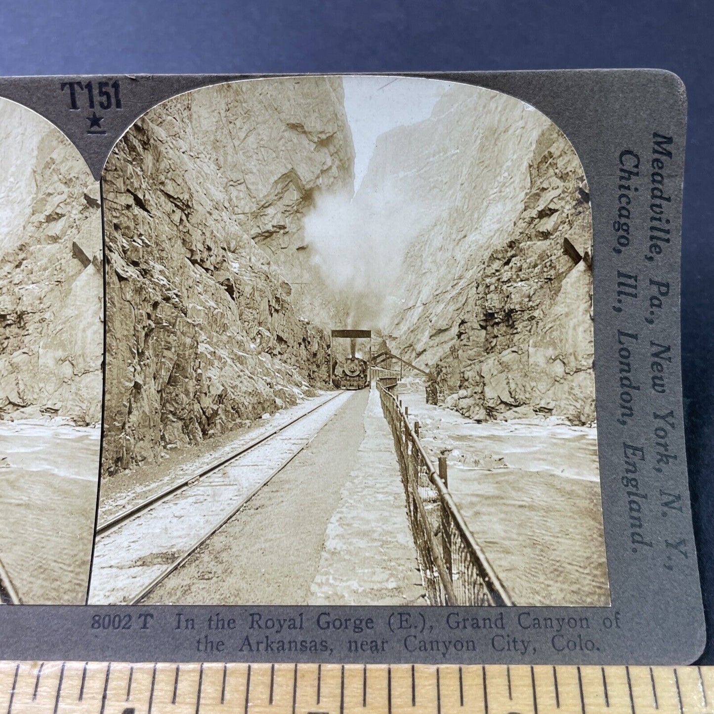 Antique 1909 Gorge Railway Canyon City Colorado Stereoview Photo Card P3060