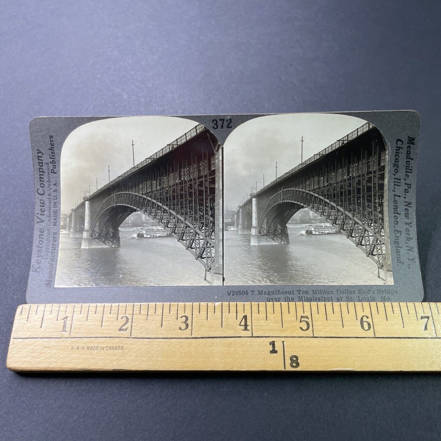 Antique 1910s Eads Railroad Bridge St Louis Missouri Stereoview Photo Card P3220