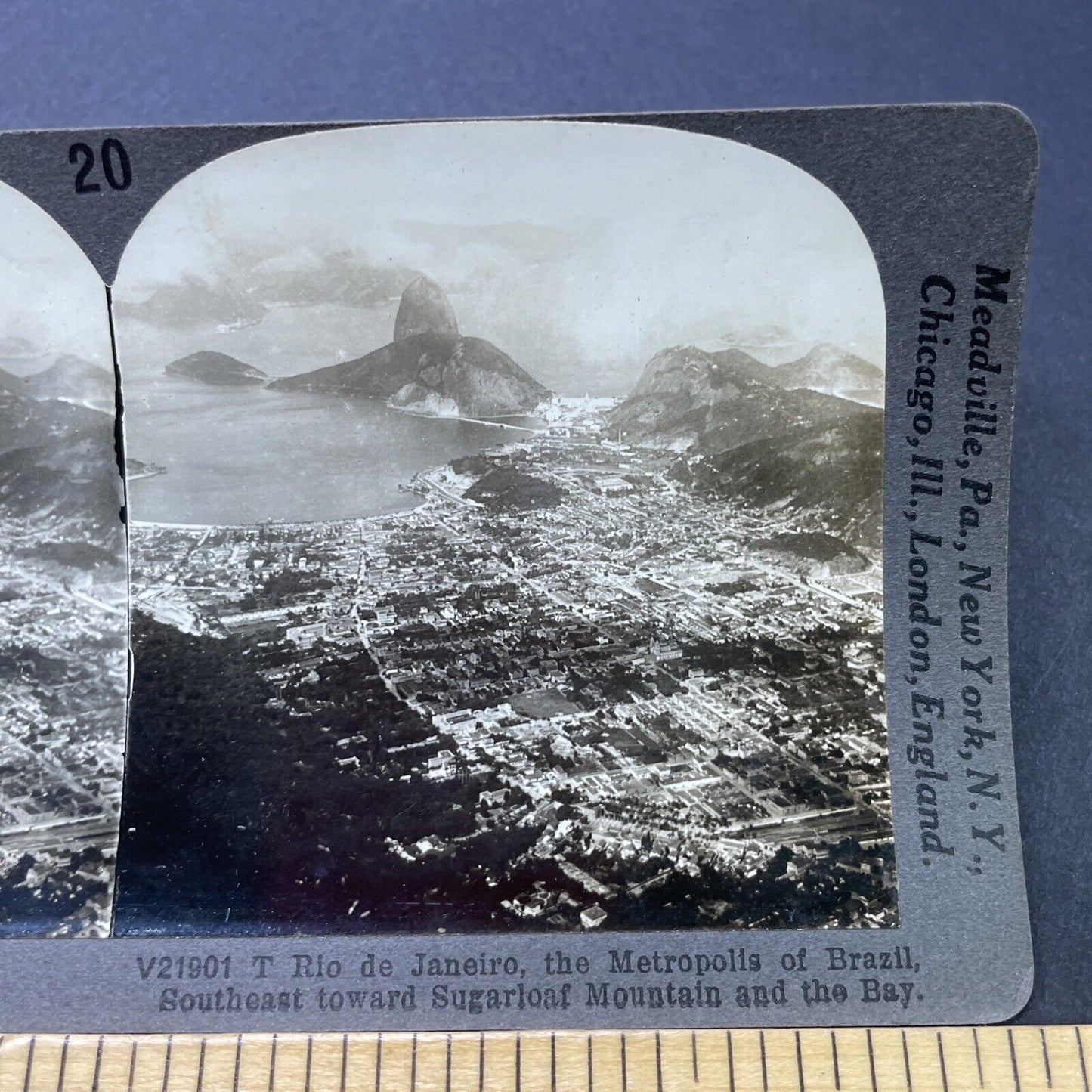 Antique 1910s Rio De Janeiro Brazil City View Stereoview Photo Card P2812