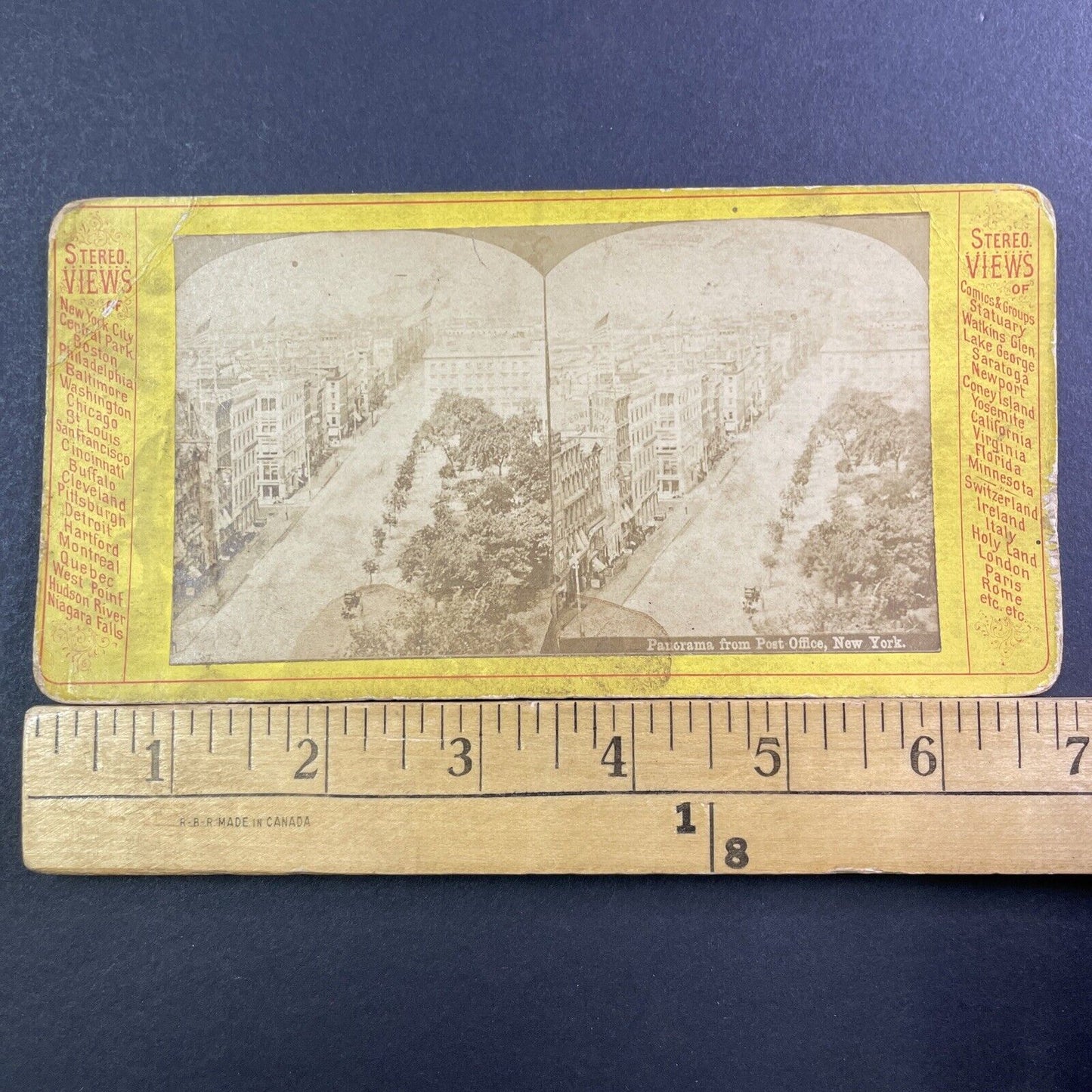 Lower Manhattan Stereoview Civic Center District Photo Card Antique c1875 X1296